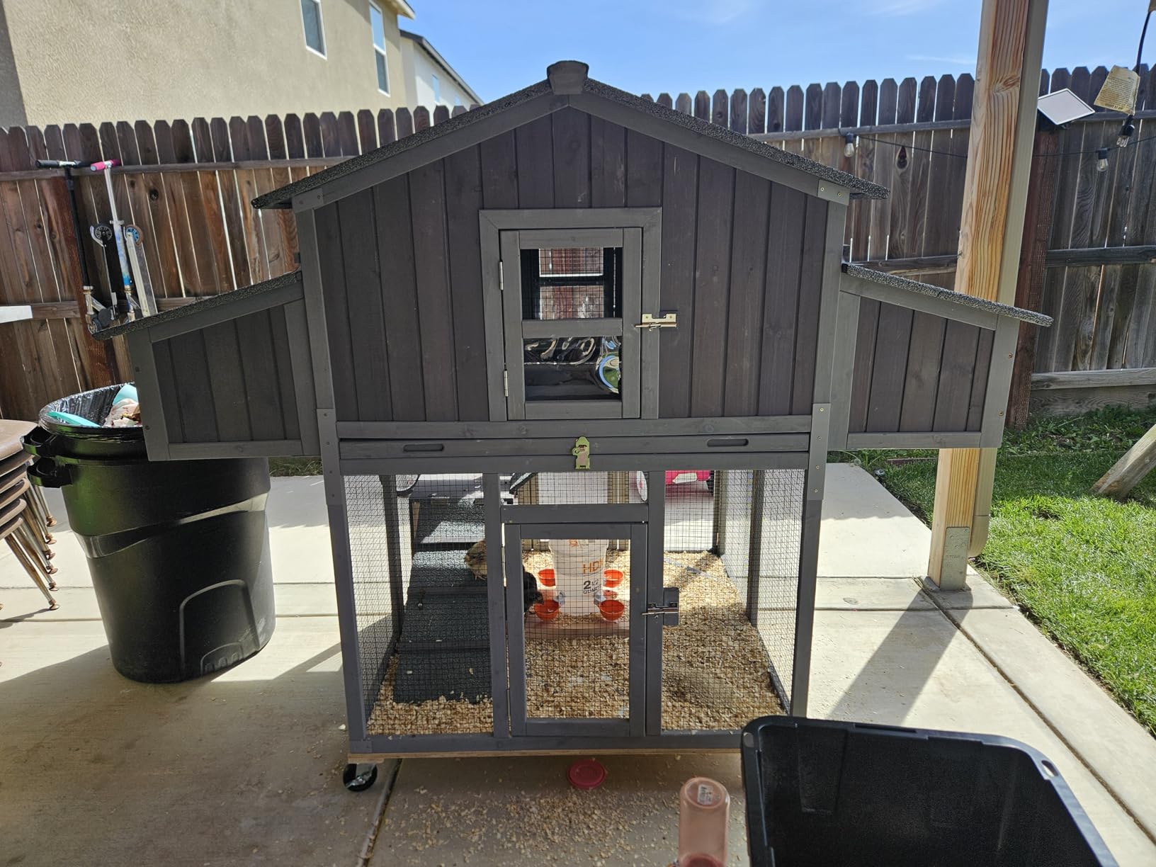 Large Chicken Coop, Mobile Chicken Tractor with Wheels, Wooden Hen House with 4 Nesting Boxes and 4 Perches, Upgrade Strong Iron Frame, Waterproof Duck House customer photo 1