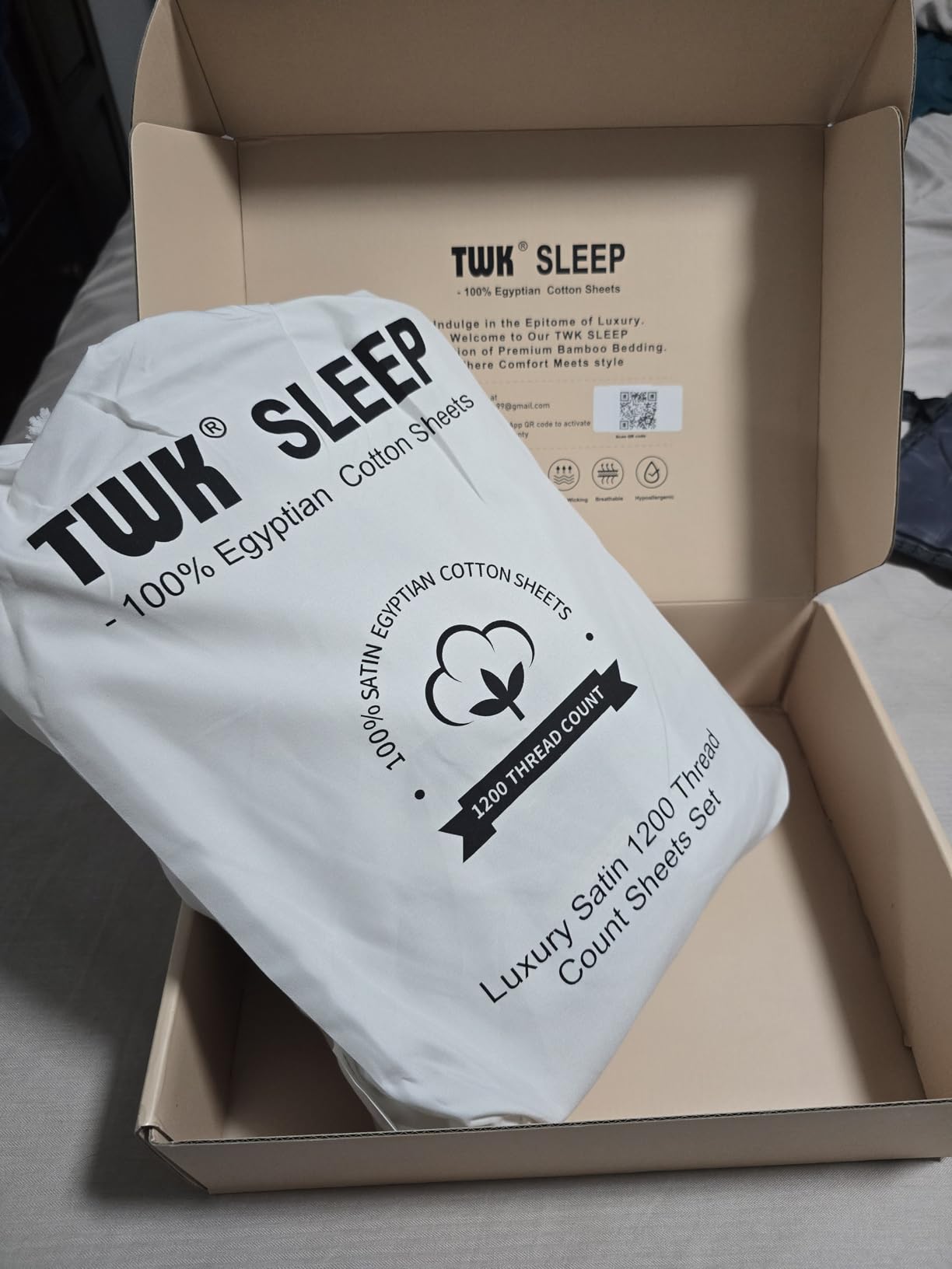 TWK Luxury Sheet Set, Genuine 100% Organic Viscose Derived from Bamboo, Cooling & Breathable, Silky Soft, Bedding Sheets & Pillowcases (White, Queen) customer photo 1