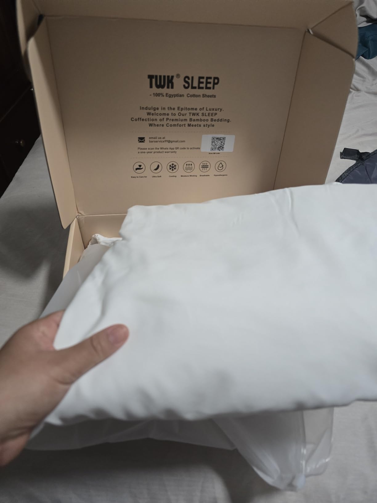 TWK Luxury Sheet Set, Genuine 100% Organic Viscose Derived from Bamboo, Cooling & Breathable, Silky Soft, Bedding Sheets & Pillowcases (White, Queen) customer photo 2
