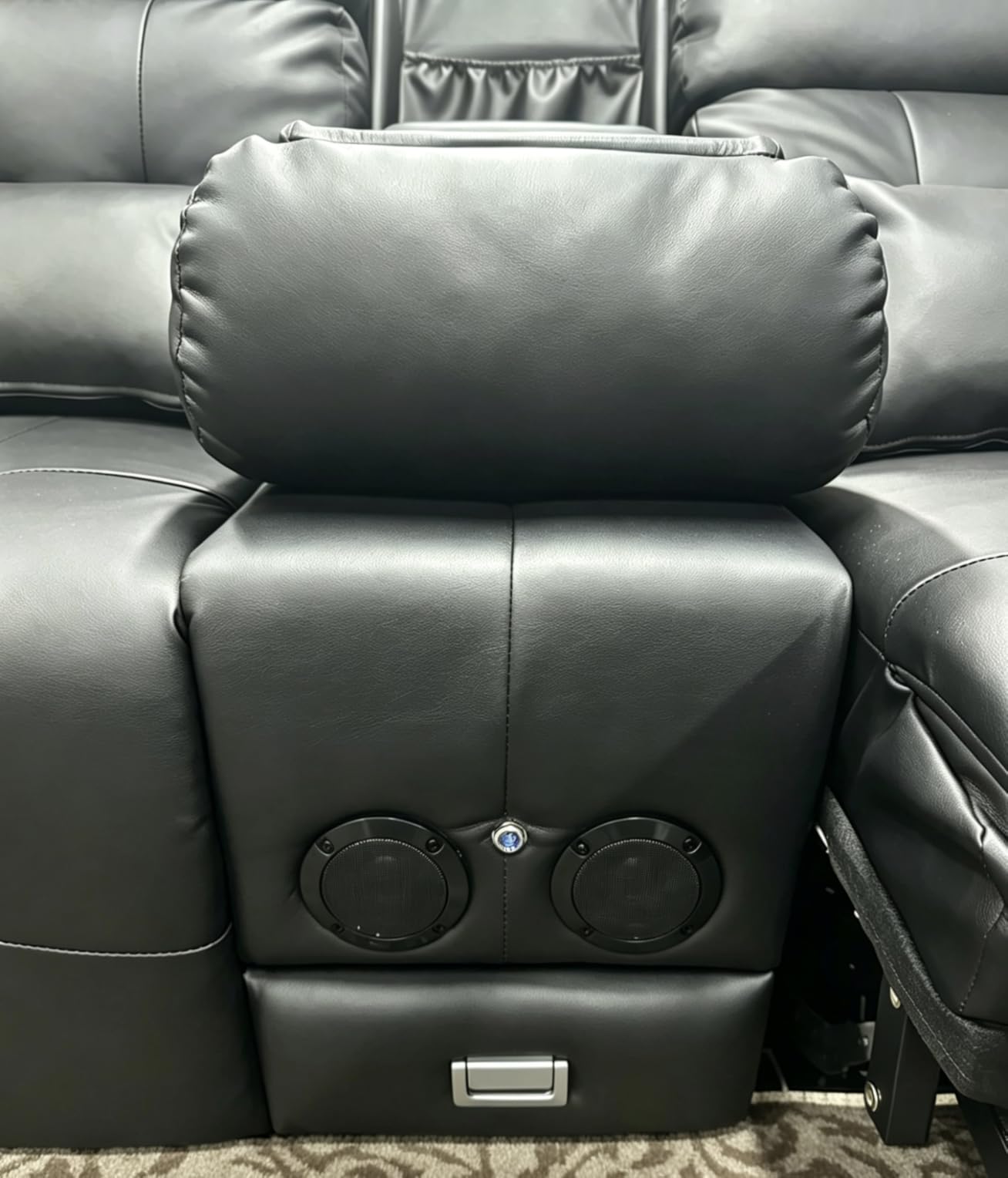Home Theater Seating, Power Loveseat Recliner Sofa with Massage & Heating, Wall Hugger RV Couch with LED Lights & Built-in Speakers, Flip Backrest, Drawer, USB & Type-C Charging, Cup Holders, Pillows customer photo 1