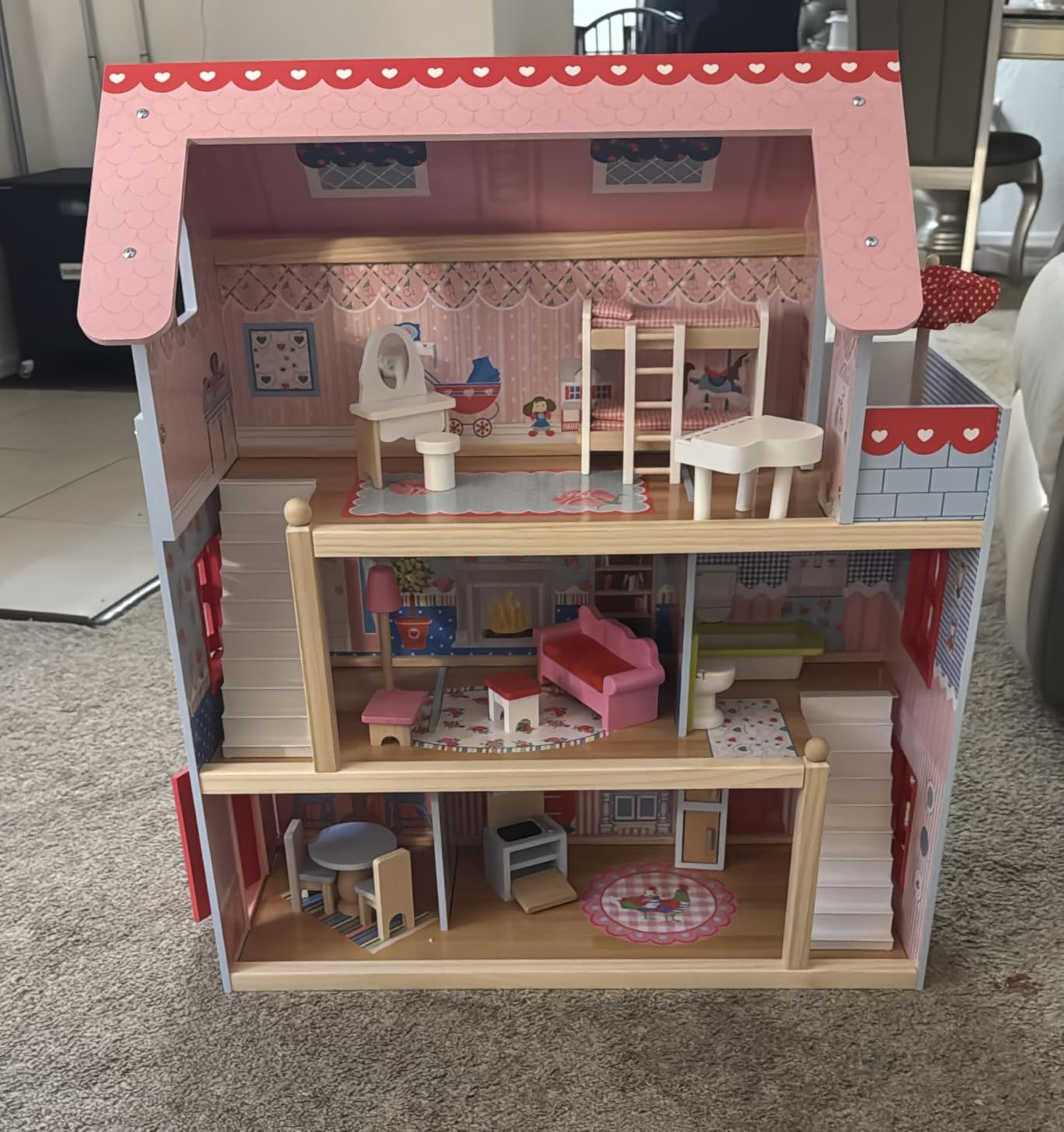 KidKraft Chelsea Doll Cottage Wooden Dollhouse with 16 Accessories, Working Shutters, for 5-Inch Dolls customer photo 1