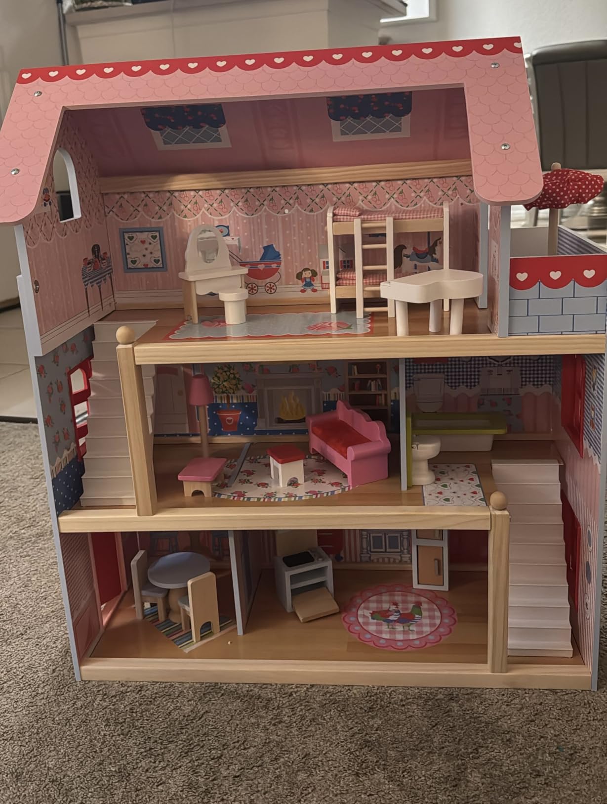 KidKraft Chelsea Doll Cottage Wooden Dollhouse with 16 Accessories, Working Shutters, for 5-Inch Dolls customer photo 2