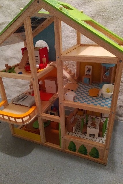 All Seasons Kids Wooden Dollhouse by Hape | Award Winning 3 Story Dolls House Toy with Furniture, Accessories, Movable Stairs and Reversible Season Theme customer photo 1