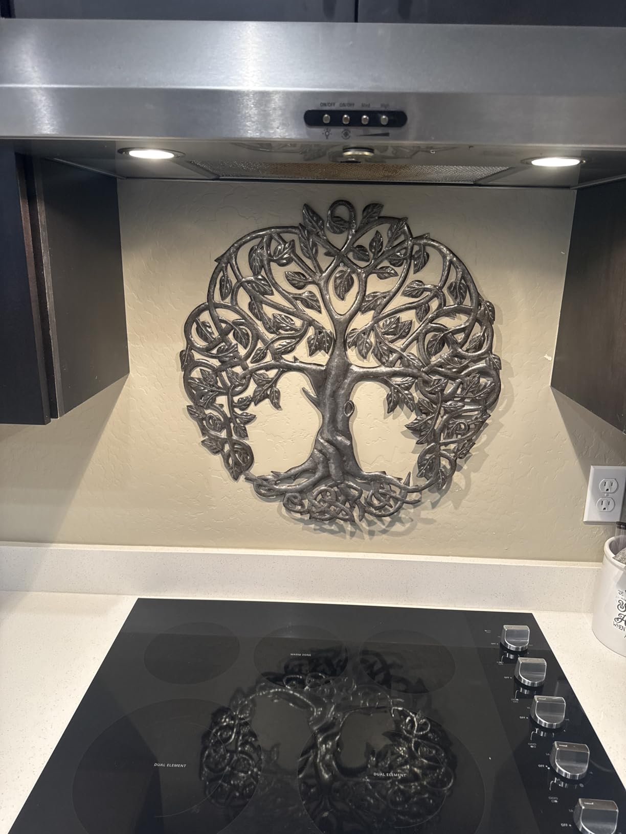 Tree of Life Metal Wall Art, Contemporary Iron Artwork Decor, Celtic Family Trees, 23 In. x 23 In. Round Modern Plaque, Handmade in Haiti, Fair Trade Certified, Signed By Wilson Etienne customer photo 1