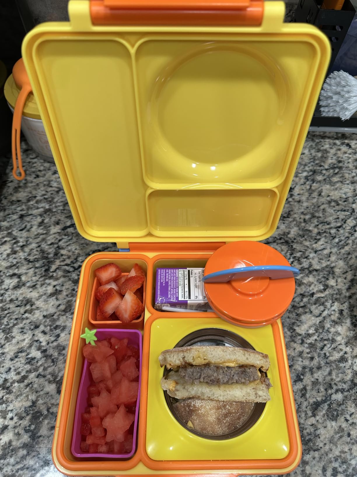 OmieBox Bento Box for Kids - Insulated Bento Lunch Box with Leak Proof Thermos Food Jar - 3 Compartments, Two Temperature Zones - (Meadow) customer photo 1