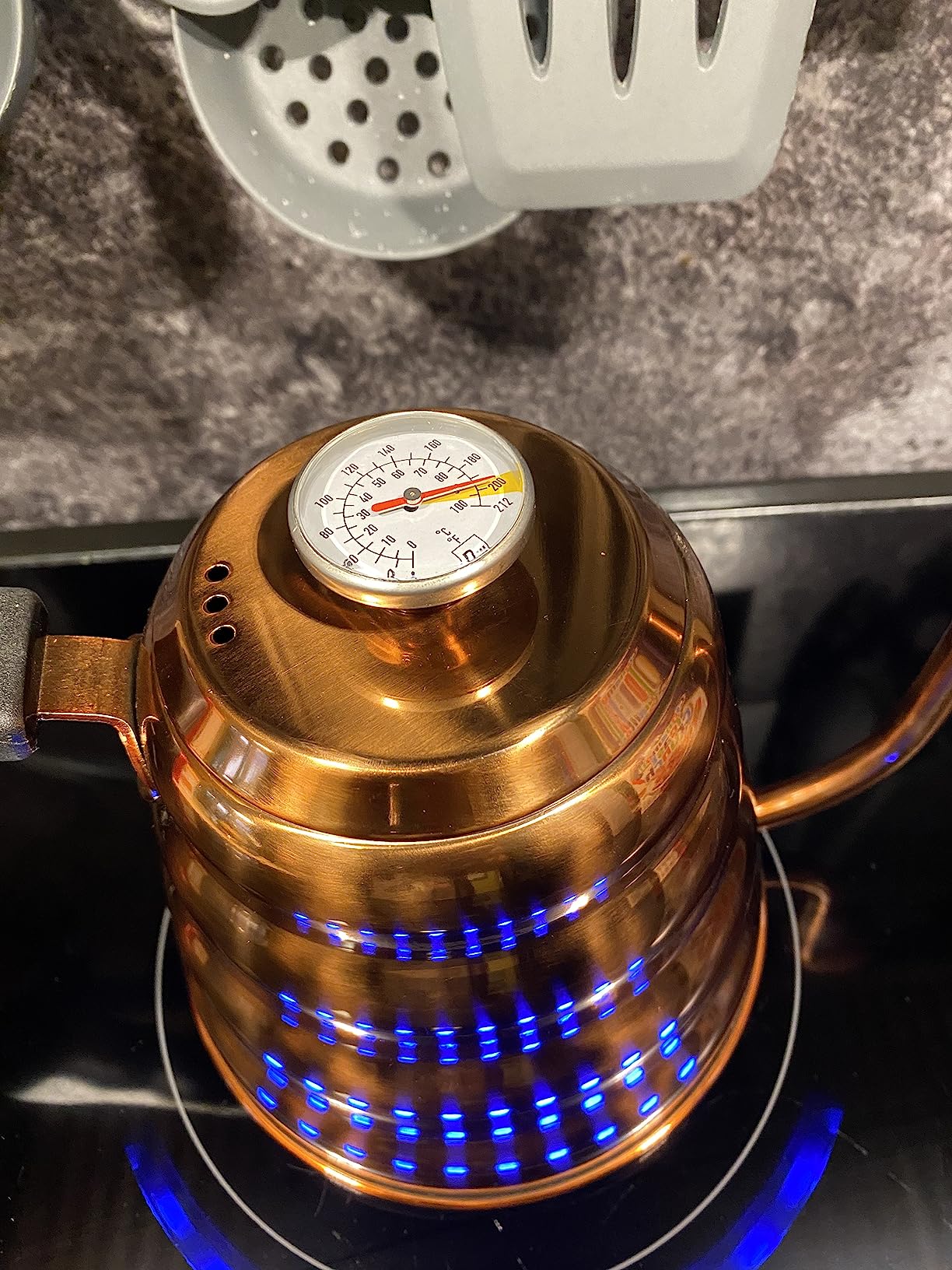 Barista Warrior Gooseneck Kettle with Thermometer - 1.2L Pour Over Coffee & Tea Kettle, 18/8 Stainless Steel Gooseneck Kettle Pot, Precision Pour Drip Spout, Suitable for All-Stoves (40 fl oz) customer photo 1