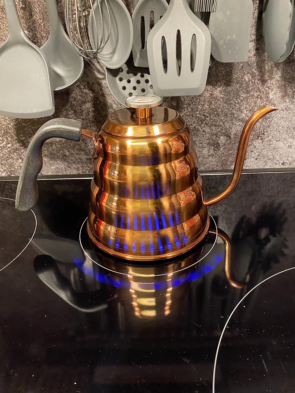 Barista Warrior Gooseneck Kettle with Thermometer - 1.2L Pour Over Coffee & Tea Kettle, 18/8 Stainless Steel Gooseneck Kettle Pot, Precision Pour Drip Spout, Suitable for All-Stoves (40 fl oz) customer photo 2