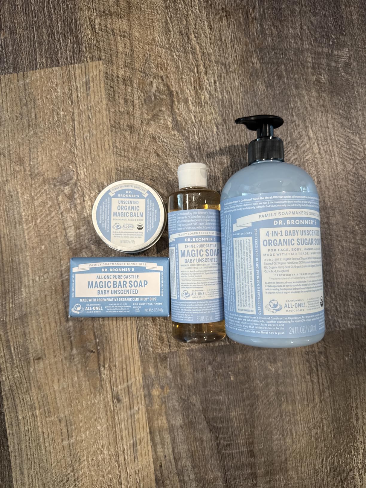 Dr. Bronner's Baby Unscented Gift Set - Pure-Castile Liquid and Bar Soaps, Organic Magic Balm, and 4-in-1 Organic Sugar Pump Soap customer photo 1