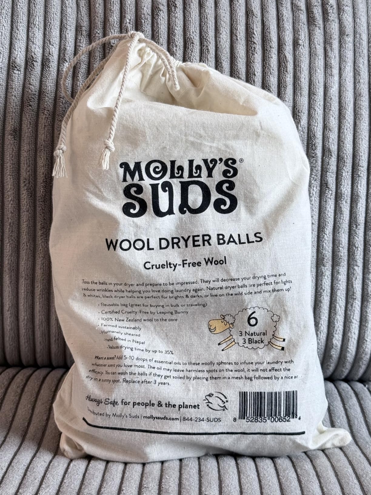 Molly's Suds Wool Dryer Balls | XL, Premium Organic Fabric Softener, Hypoallergenic, Hand-Felted, Reusable, Reduce Drying Time | White, Set of 6 customer photo 1
