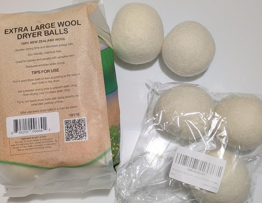Wool Dryer Balls Natural Fabric Softener and 100% Organic, Chemical Free and Reduces Wrinkles. Saving Electricity and Drying Time XL Size 4 Pack White 4 Count customer photo 1
