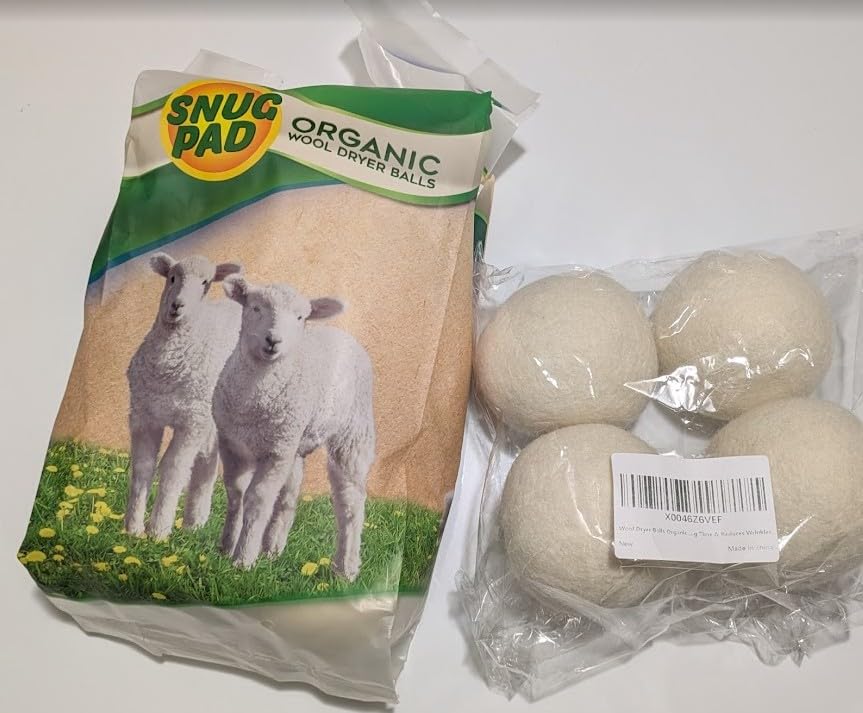 Wool Dryer Balls Natural Fabric Softener and 100% Organic, Chemical Free and Reduces Wrinkles. Saving Electricity and Drying Time XL Size 4 Pack White 4 Count customer photo 2