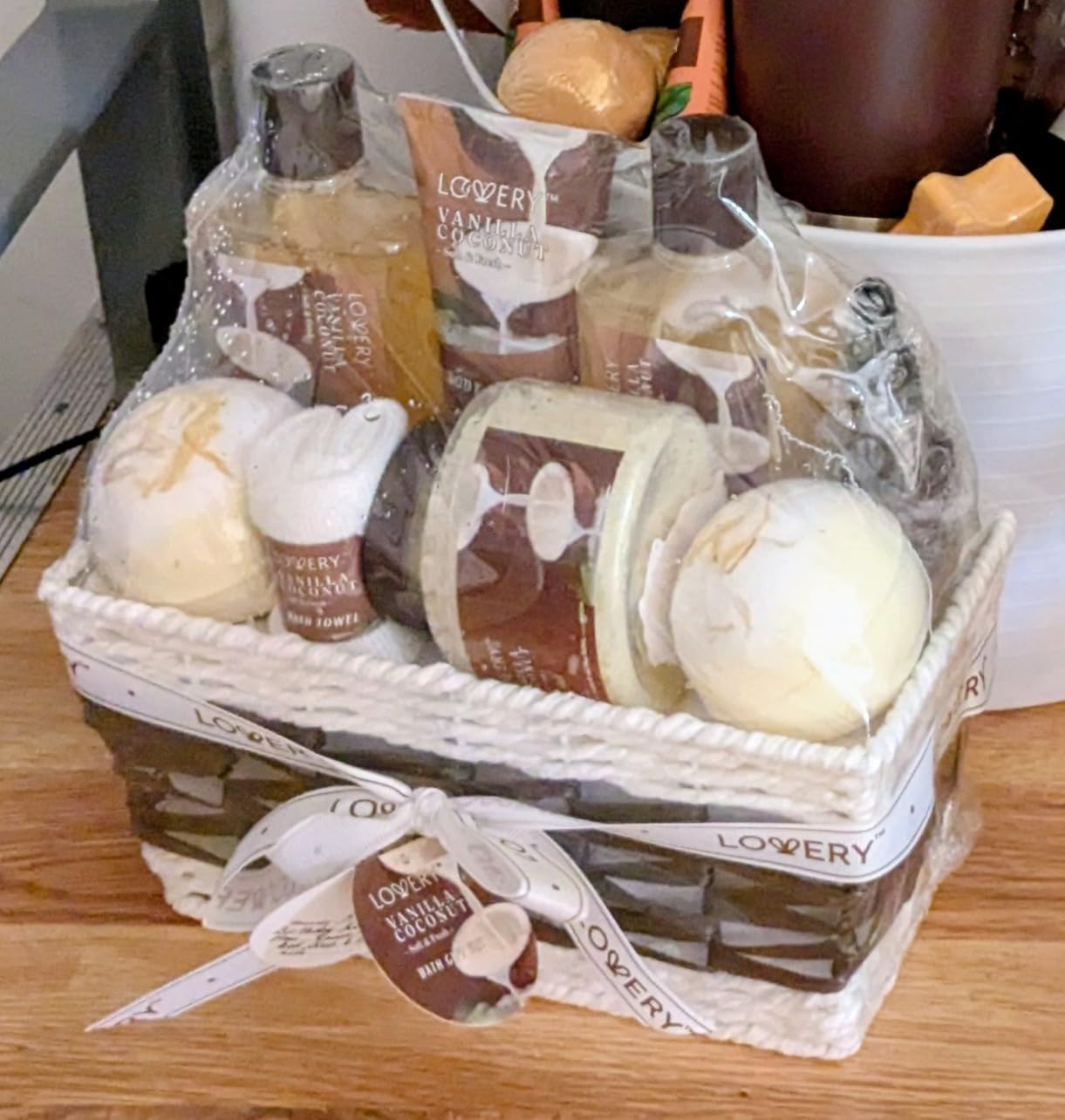 Gifts For Women Gift Basket for Women- Mothers Day Gifts for Mom, 9 Piece Set of Vanilla Coconut Home Spa Set, Luxurious Bath and Body Set, Includes Fragrant Lotions, Large Bath Bombs, Coconut Oil customer photo 2