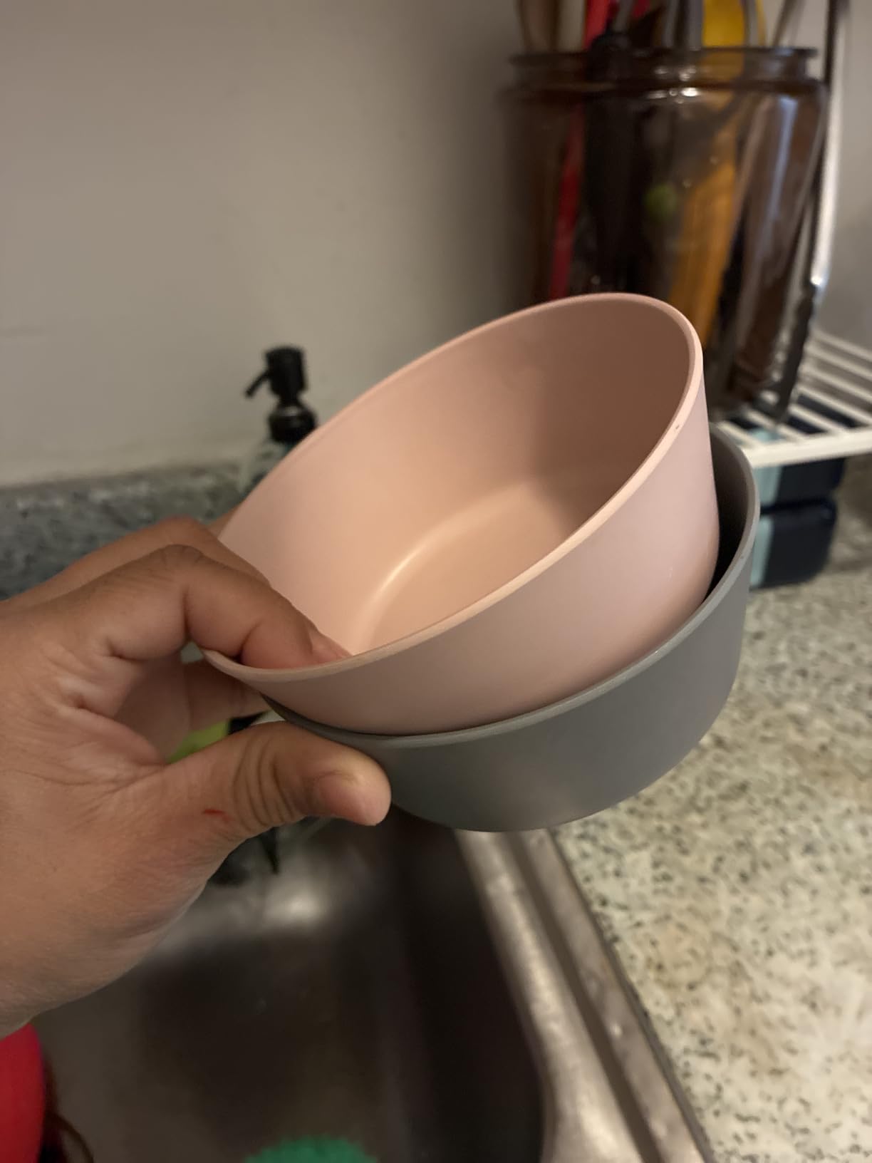 WeeSprout Bamboo Kids Bowls, Set of Four 10 oz Kid-Sized Bamboo Bowls, Dishwasher Safe Kid Bowls (Blue, Green, Gray, & Beige) customer photo 1