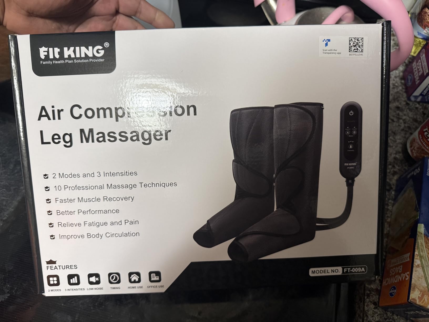 FIT KING Leg Massager for Circulation and Pain Relief, Air Compression Leg and Foot Massager to Relieve Pain Swelling Edema with 2 Size Extensions- Great Gift for Wife Mom and Friend customer photo 2