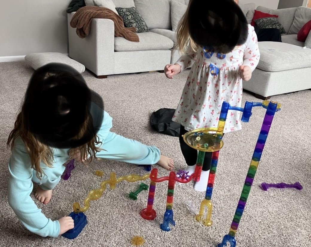 NATIONAL GEOGRAPHIC Glowing Marble Run - Construction Set with 15 Glow in The Dark Glass Marbles & Storage Bag, STEM Gifts for Boys and Girls, Building Project Toy (Amazon Exclusive) customer photo 1