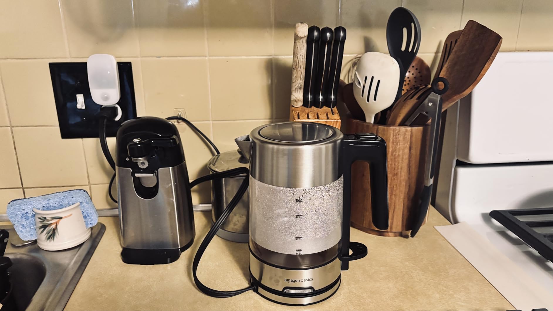 Amazon Basics Electric Kettle with Glass Carafe for Tea and Coffee, Fast Boiling, Auto Shut-Off, Boil-Dry Protection, Temperature Control, Removable Filter, 1 Liter, 1500W, BPA-Free customer photo 2
