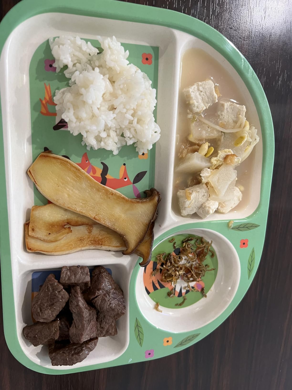 shopwithgreen 7Pcs/Set Bamboo Kids Dinnerware Set - Children Dishes - Food Plate Bowl Cup Spoon Fork Set Dishware, Cartoon Tableware, Dishwasher Safe Kids Healthy Mealtime, BPA Free customer photo 1