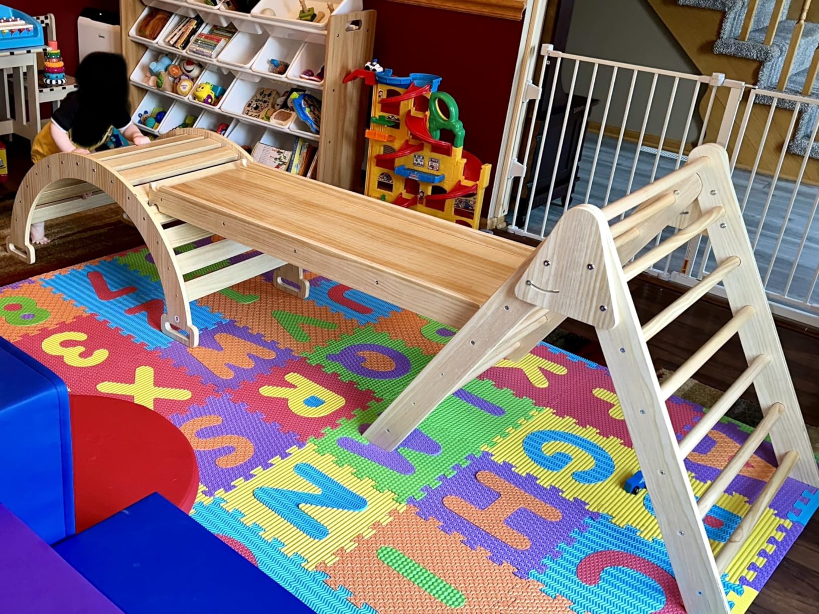 Avenlur Hazel 5-in-1 Indoor Climbing Gym - Waldorf and Montessori Climbing Set with Triangle Ladder, Climbing Ramp, Arch Climber, Rocker, and Slide - Montessori Toys for Children 18mo to 7yr (Natural) customer photo 2