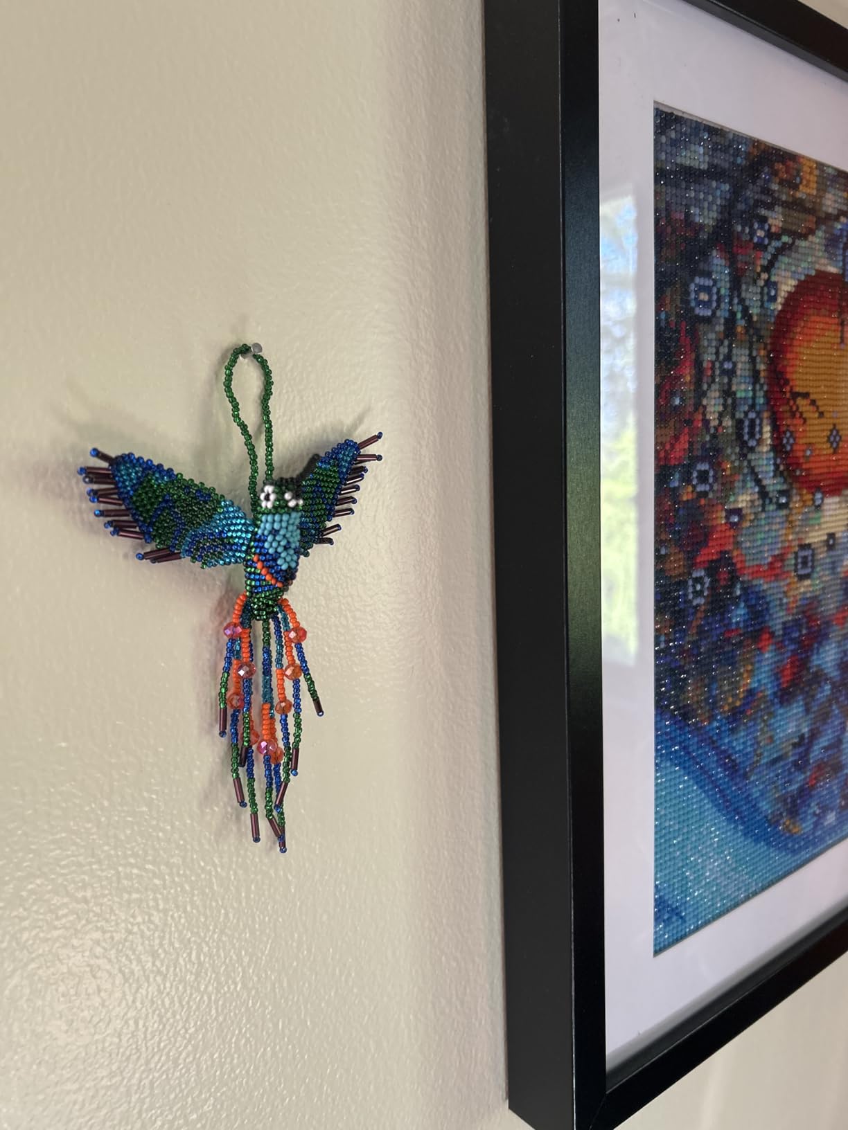 Mayan Arts New Hummingbird, Beaded Ornamental Figurine, Red, Blue, Orange, Christmas Tree Ornaments, Good Luck Charm, Holiday Decoration, Handmade in Guatemala 3 Inches x 5 Inches (Red Multi) customer photo 2