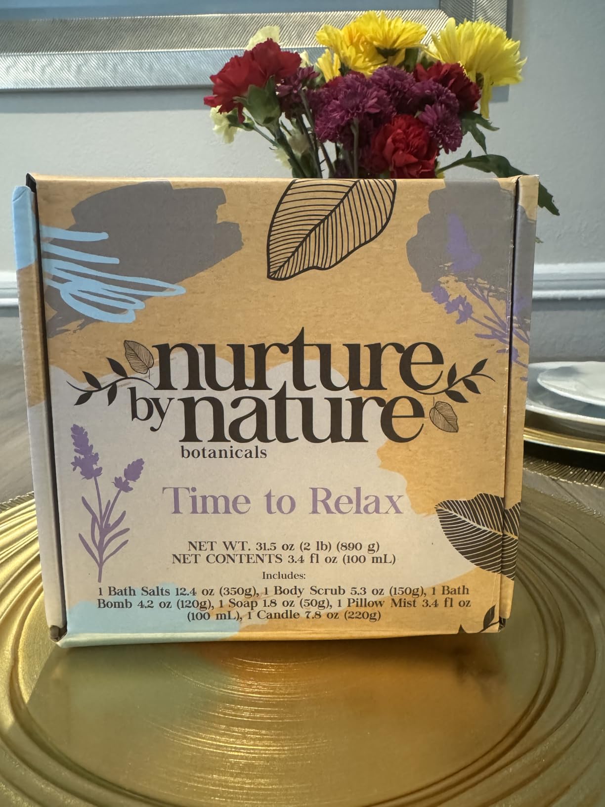Nurture by Nature Spa Gifts for Women - Self Care Gift Set & Spa Gift Basket, 6 Piece Bath Set with Candle, Bath Bomb, Salts & Pillow Spray customer photo 1
