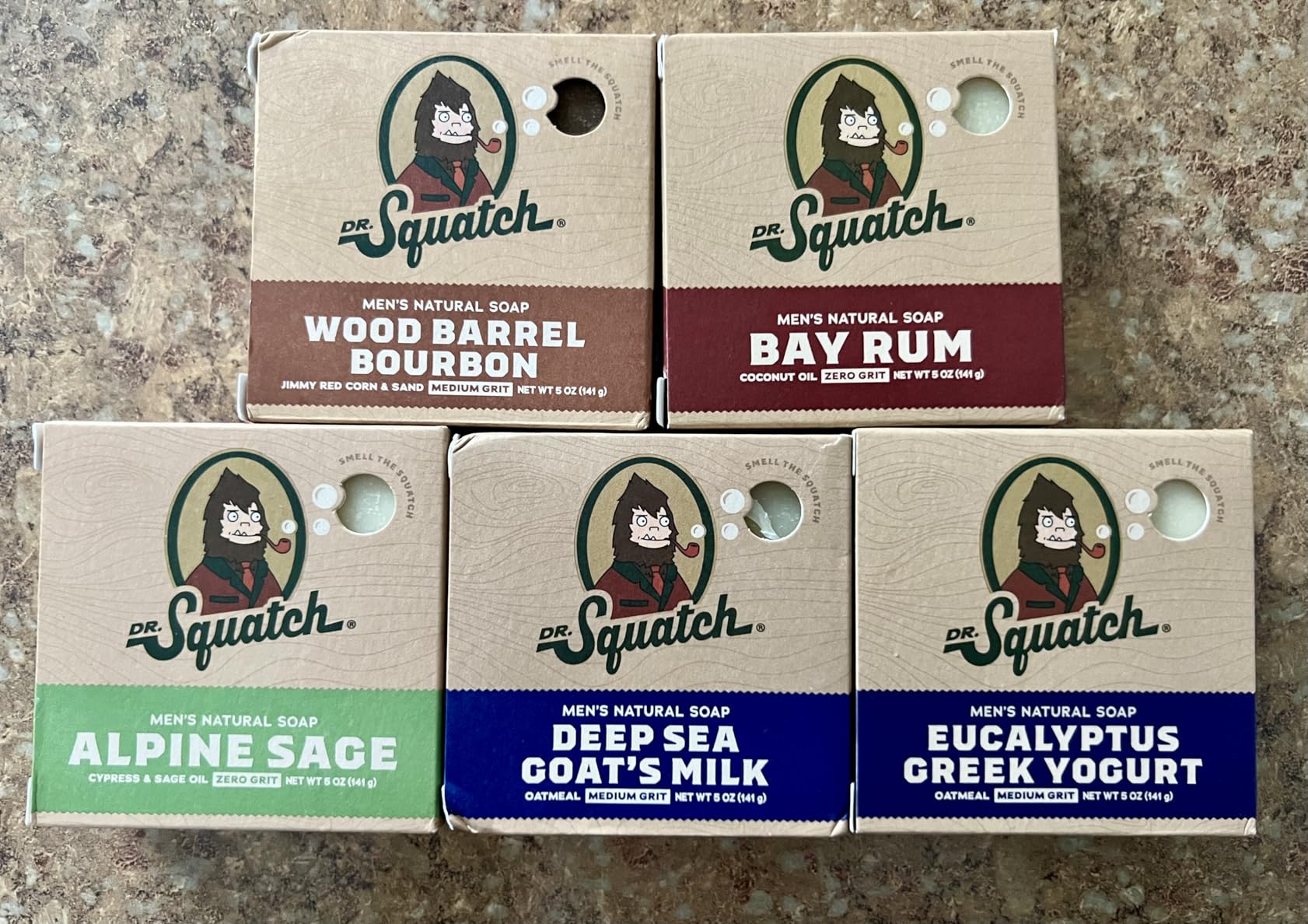 Dr. Squatch Natural Men's Bar Soap - Cold Process Body Soap Bar with Natural Oils - Gifts for Men - Cool Fresh Aloe, Cedar Citrus, Birchwood Breeze, Spearmint Basil & Grapefruit IPA (5 oz, 5-Pack) customer photo 2