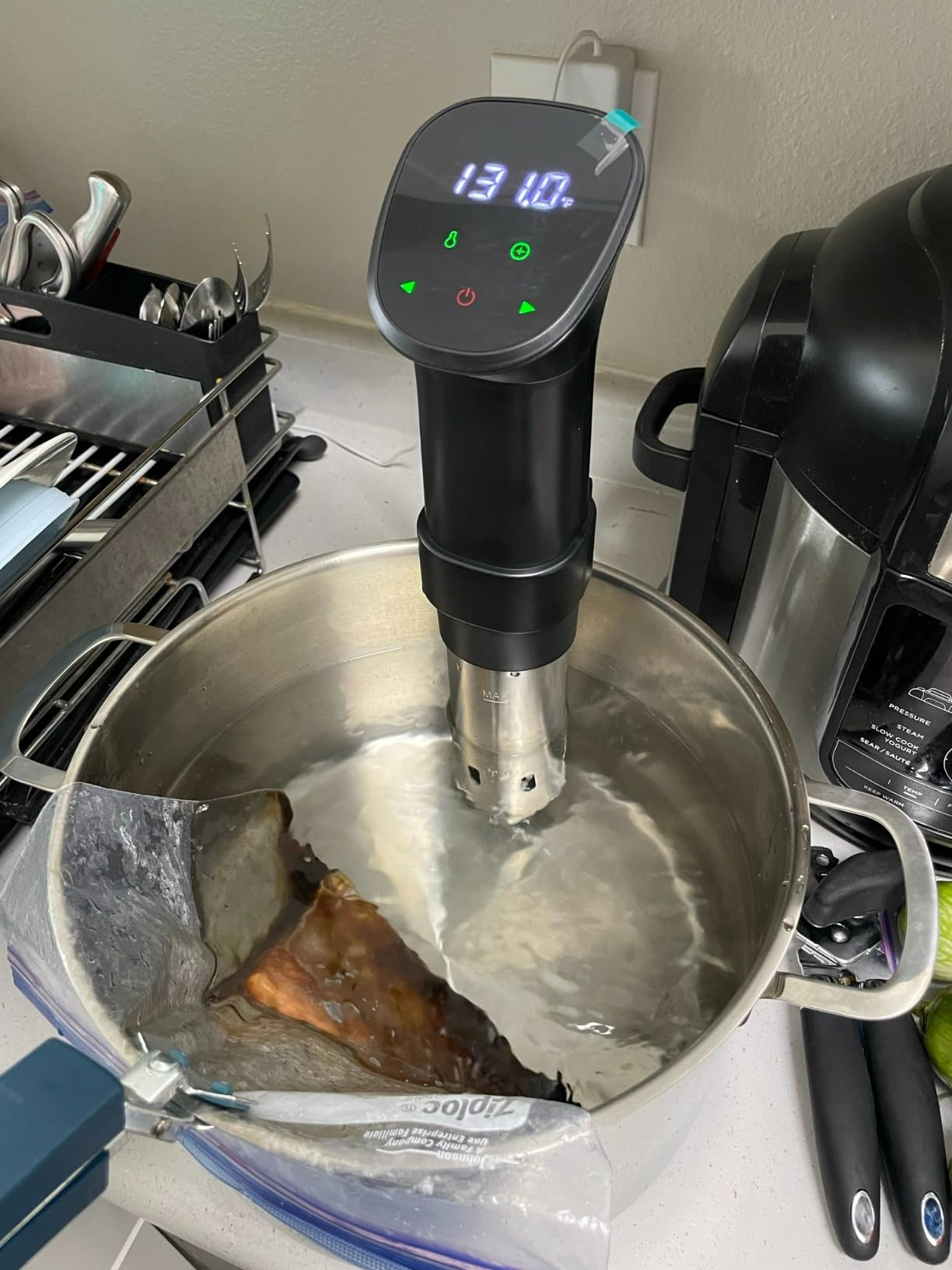 Rocyis Sous Vide Kit with Lid, Recipes-1000W Fast Heating Immersion Circulator/Accurate Temperature and Timer/Digital Touch Screen, Stainless Steel customer photo 1