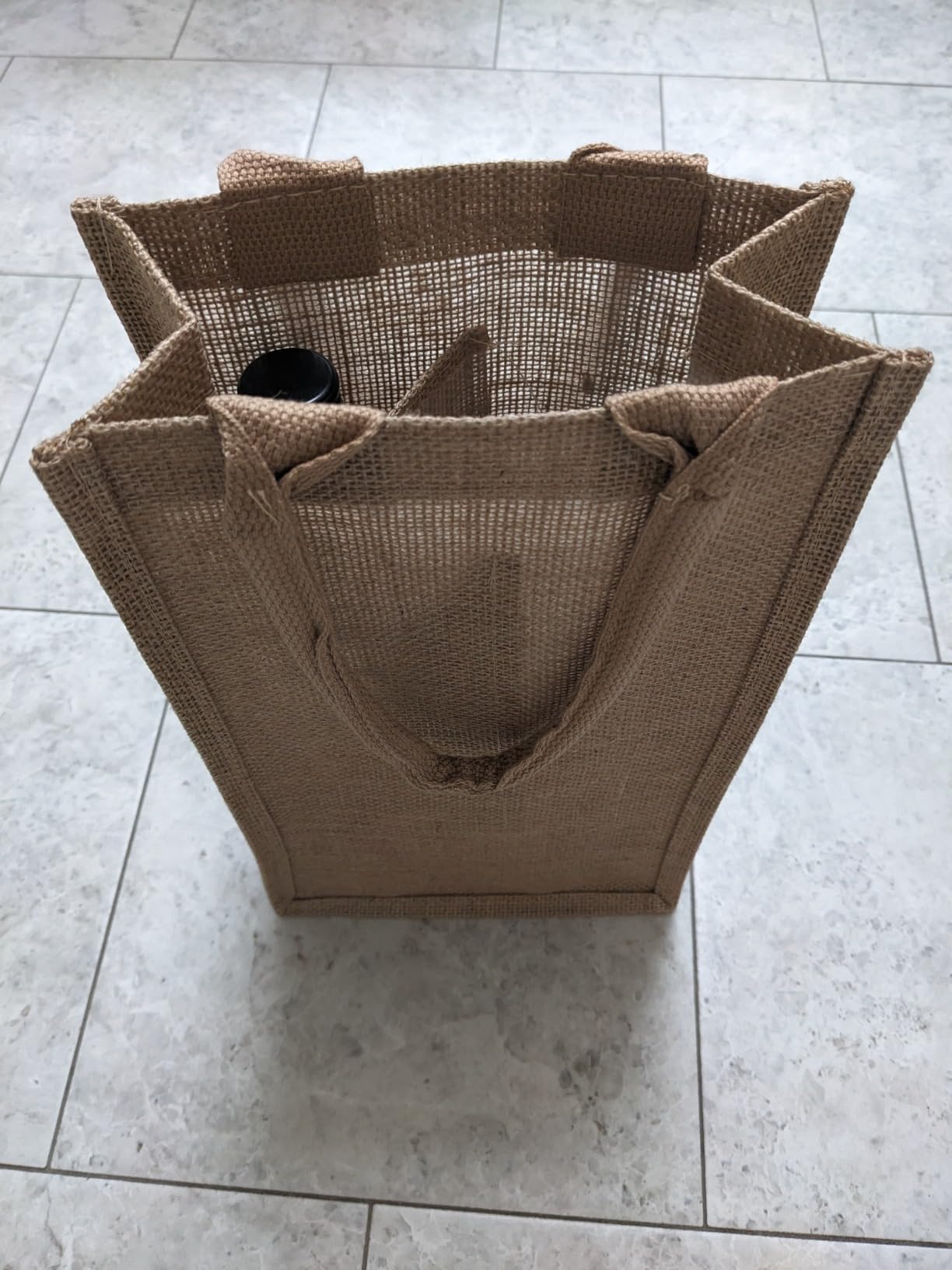 Jute Burlap 2 Bottle Wine Gift Tote Bags with Soft Cotton Handles Reusable for Wedding, Parties, Birthdays | Eco-friendly customer photo 1