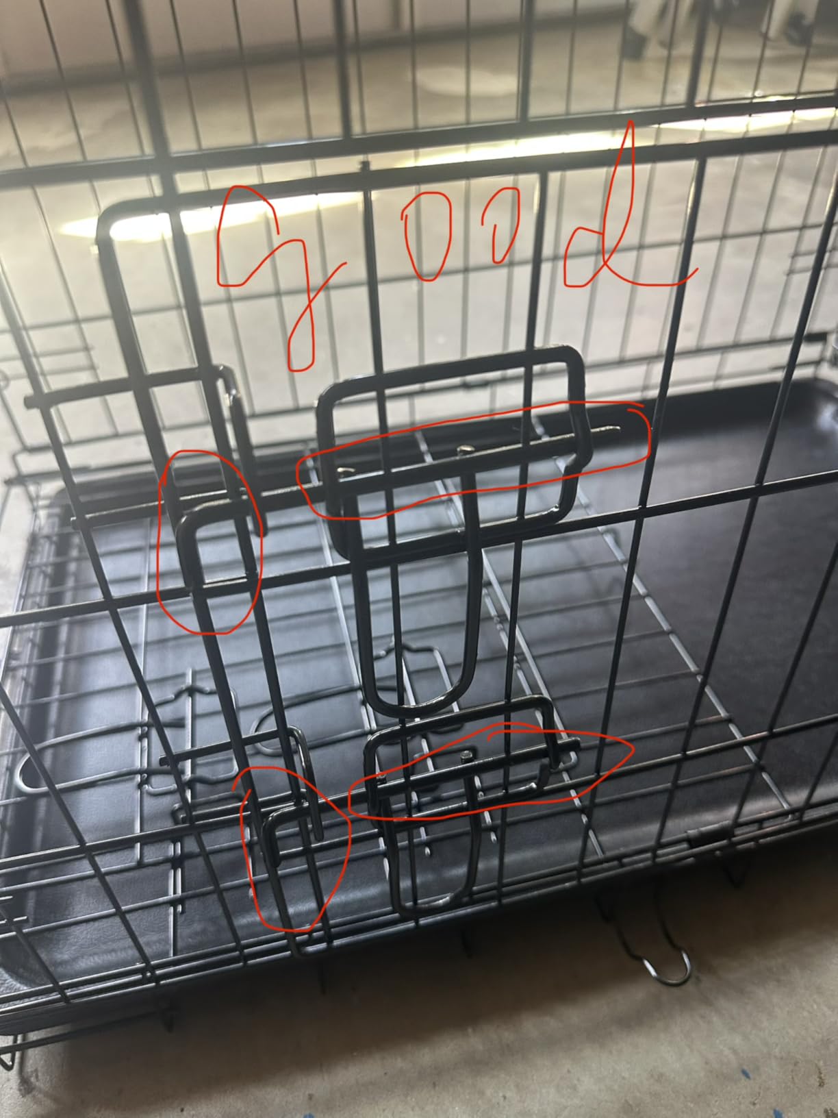 FDW Dog Crate for Large Dogs 42 Inch Folding Metal Wire Pet Cage Double Door W/Divider Panel Indoor Outdoor Kennel Leak-Proof Plastic Tray, Black customer photo 2