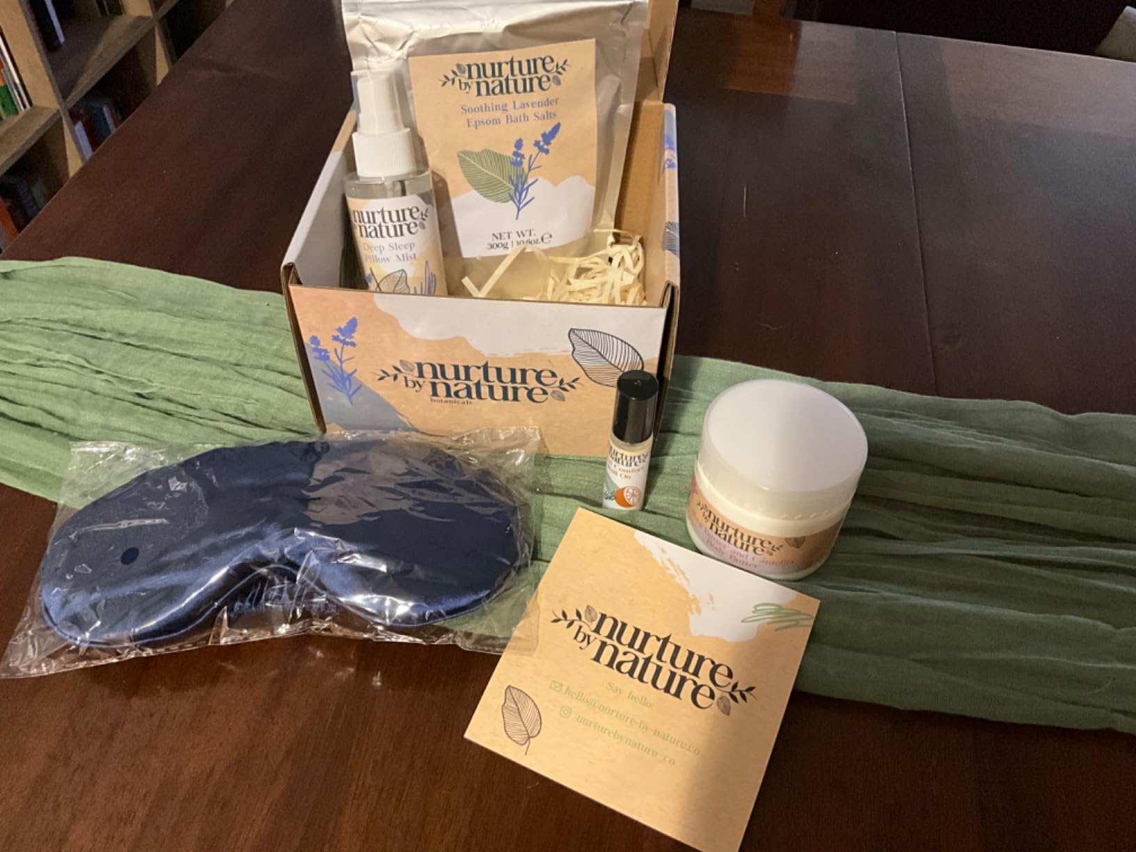 Nurture by Nature New Mom Self Care Gift Set with Body Scrub, Lavender Pillow Spray, Sleep Mask, Body Butter, Shower Gel & Bath Salts - Vegan Friendly - Stocking Stuffer, Baby Shower Gift Basket customer photo 1