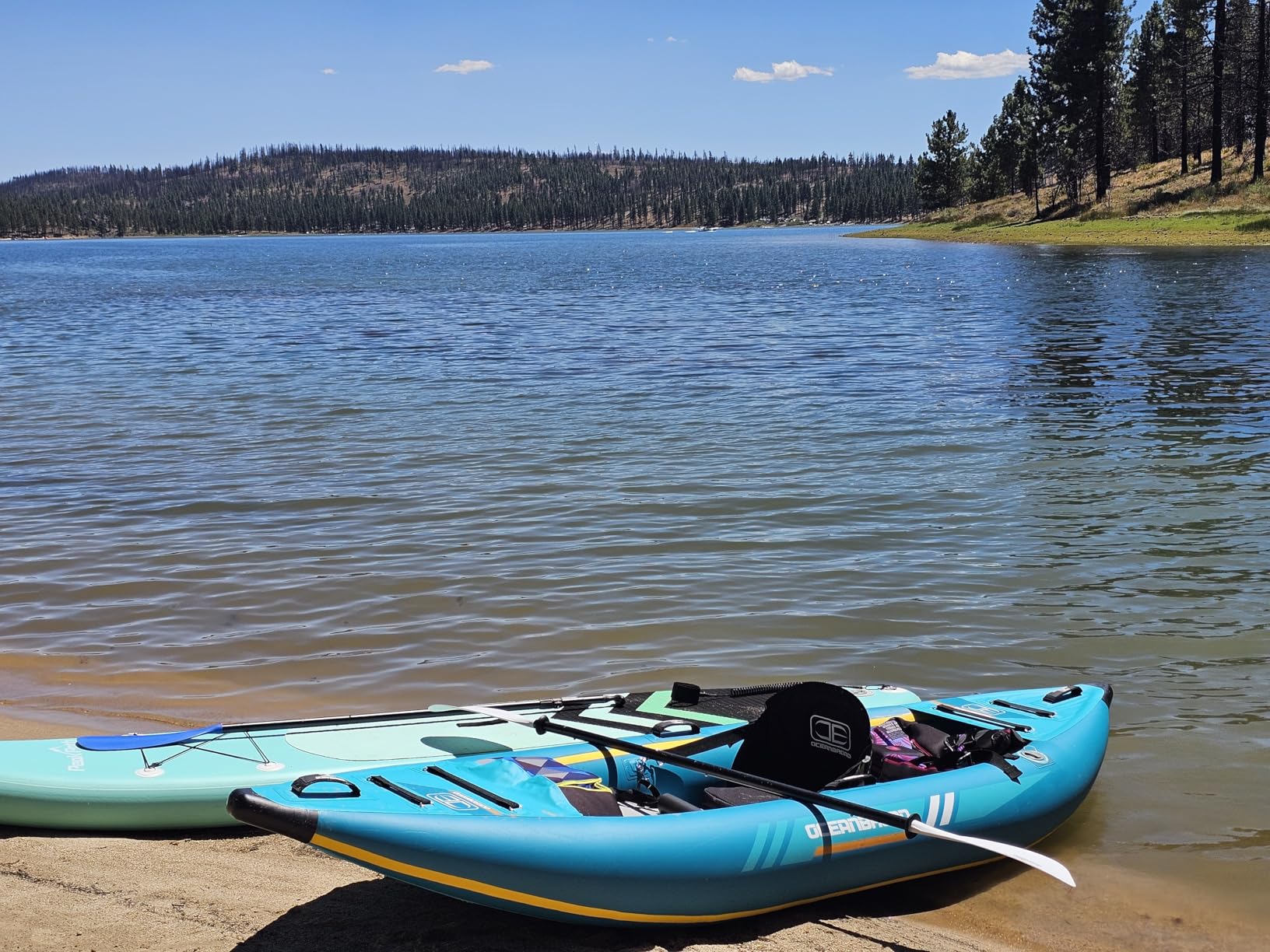 OCEANBROAD Inflatable Sit-in Kayak(NO HIN), 1 Person/2 Person Blow Up Kayak for Adults with Paddle, Kayak Seat, Pedal, Hand Pump and Bag, Blue/Sky Blue customer photo 1