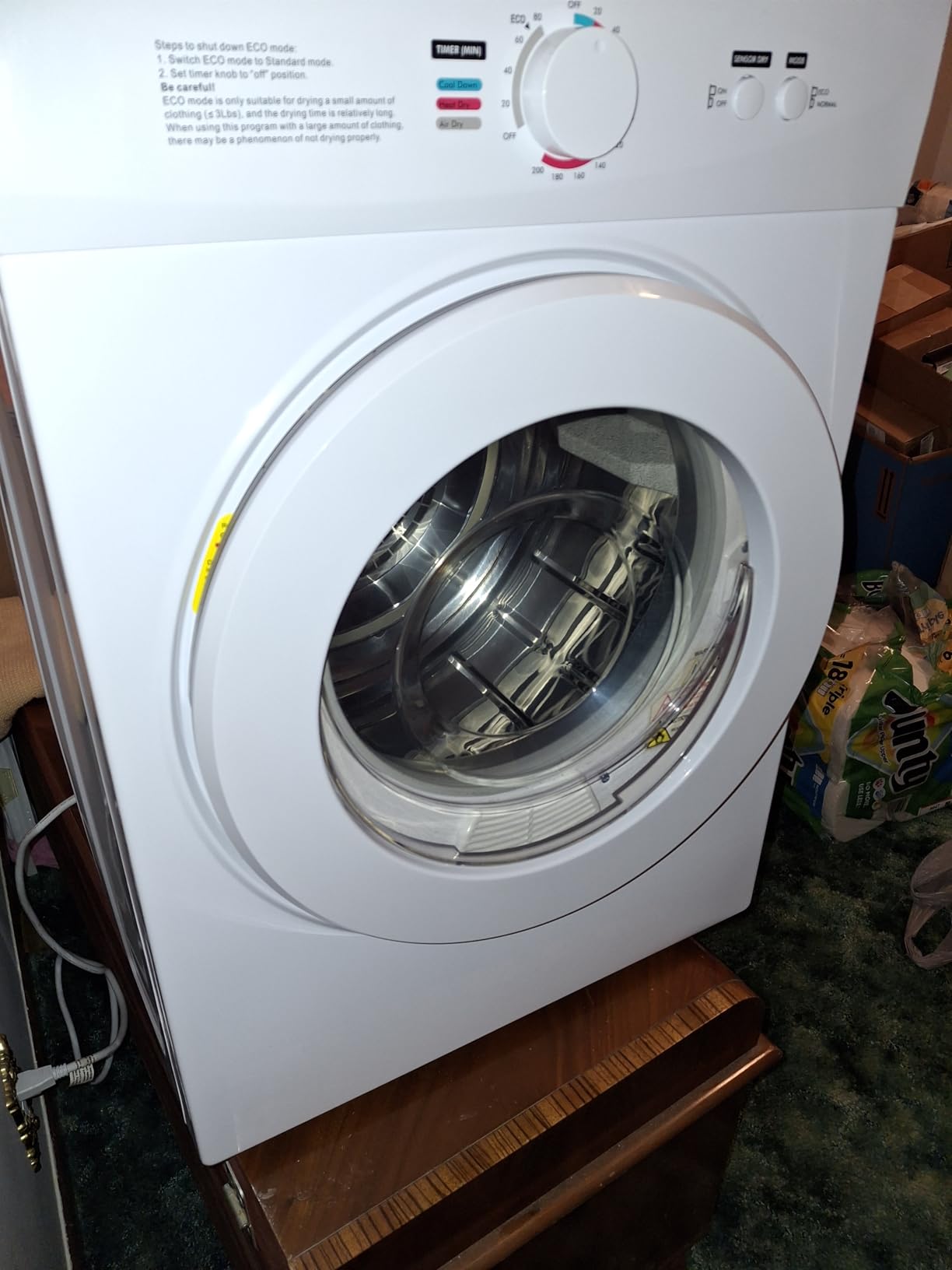 Euhomy Compact Dryer 1.8 cu. ft. Portable Clothes Dryers with Exhaust Duct with Stainless Steel Liner Four Function Small Dryer Machine, Suitable for Apartments, Dorm, RVs, White customer photo 2