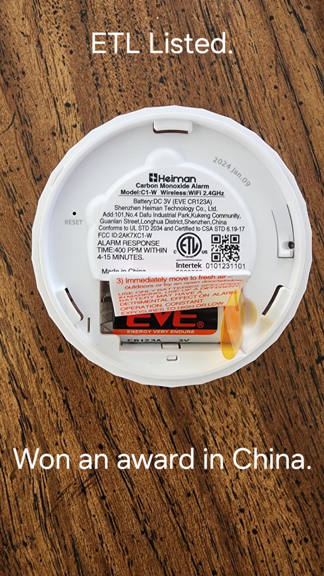 Heiman Smart Carbon Monoxide Detectors, Real-Time Notifications, 2.4 GHz Wi-Fi, UL 2034 5th Certified, CO Detector Battery Powered, 85 dB Alarm, Small CO Alarm for Home Hotel Rental Apartment/C1-W customer photo 1