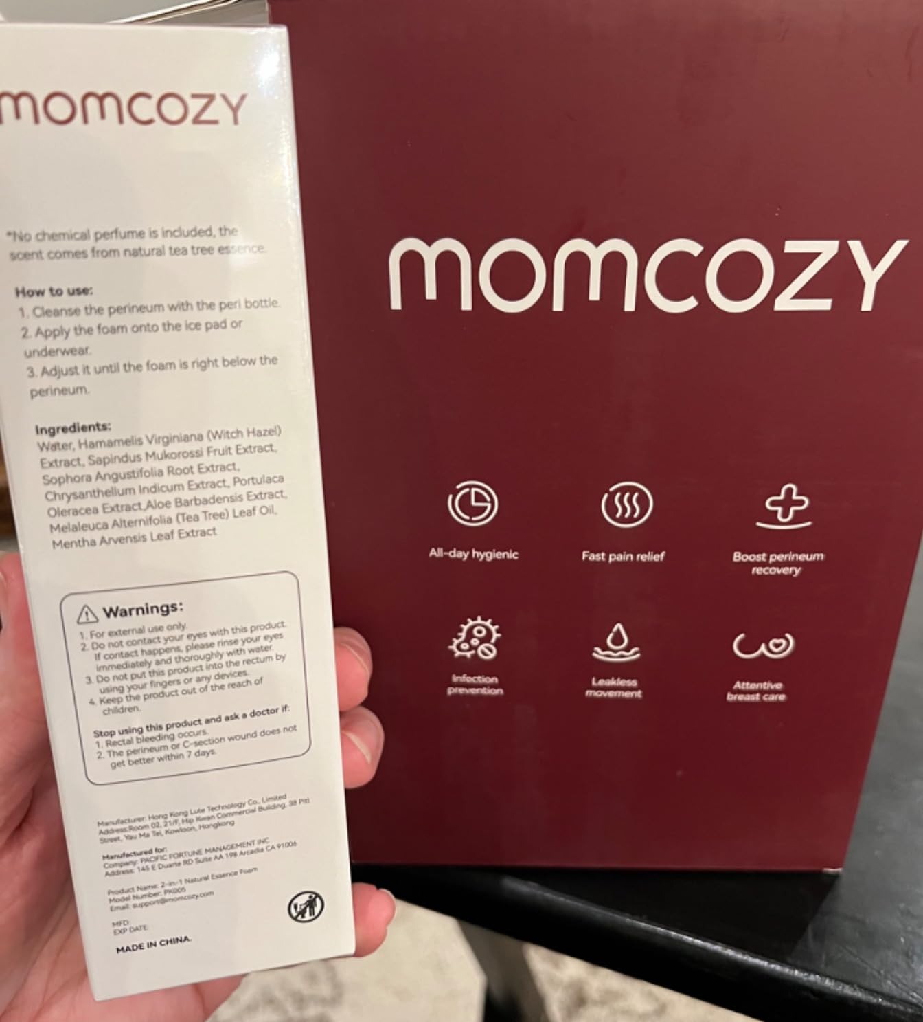 Momcozy Postpartum Recovery Essentials Kit, Labor Delivery Mom Care Kit, Self-Absorbent Disposable Underwear Nipple Nursing Pads Upside Down Peri Bottle Cold Pads Cooling Foam Canvas Bag Set customer photo 2