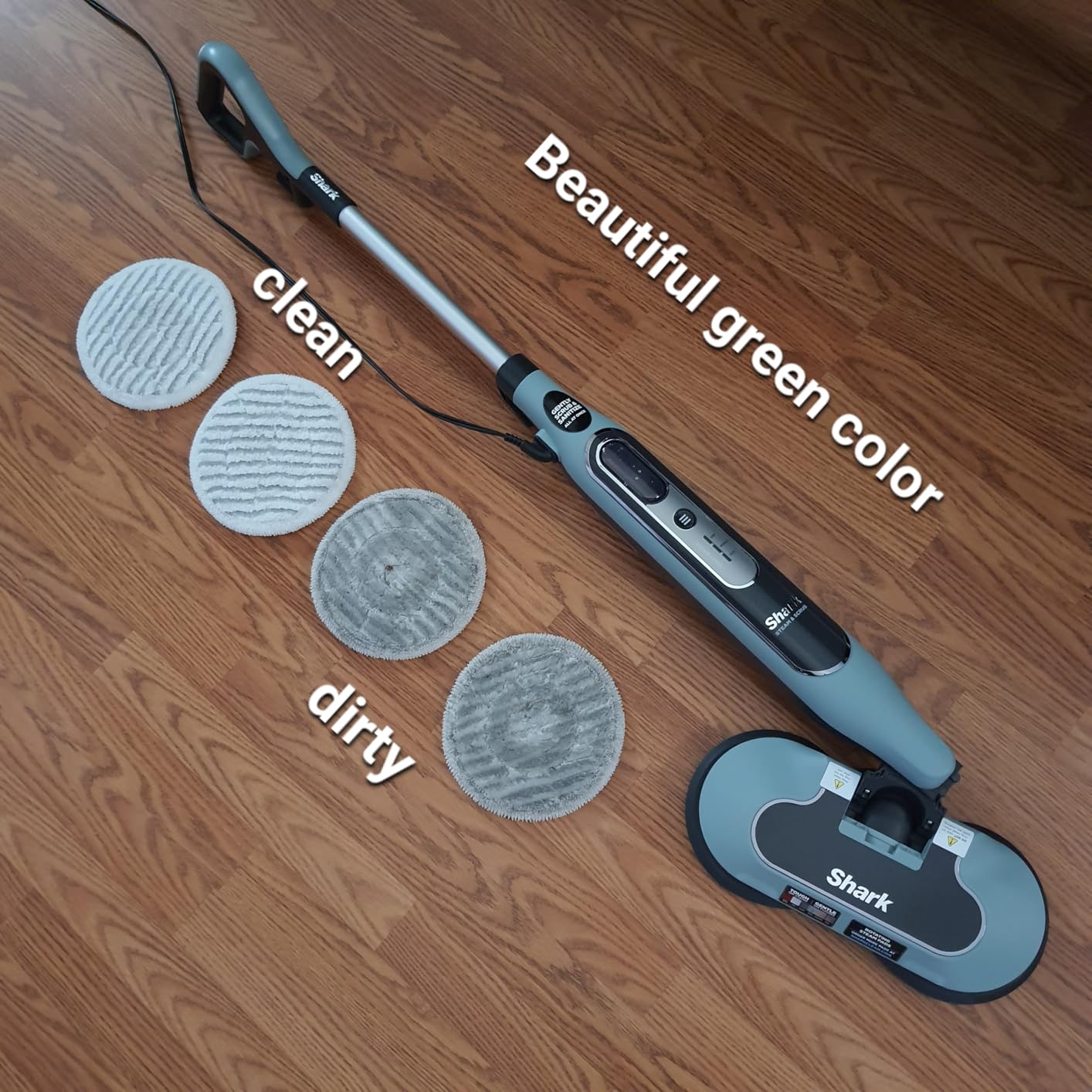 Shark Steam & Scrub Steam Mop, All-in-One Scrubbing and Sanitizing Hard Floor Cleaner, LED Headlights, 4 Dirt Grip Soft Scrub Pads Included, XL Water Tank, Swivel Steering, Hawaiian Grey, S8001 customer photo 1