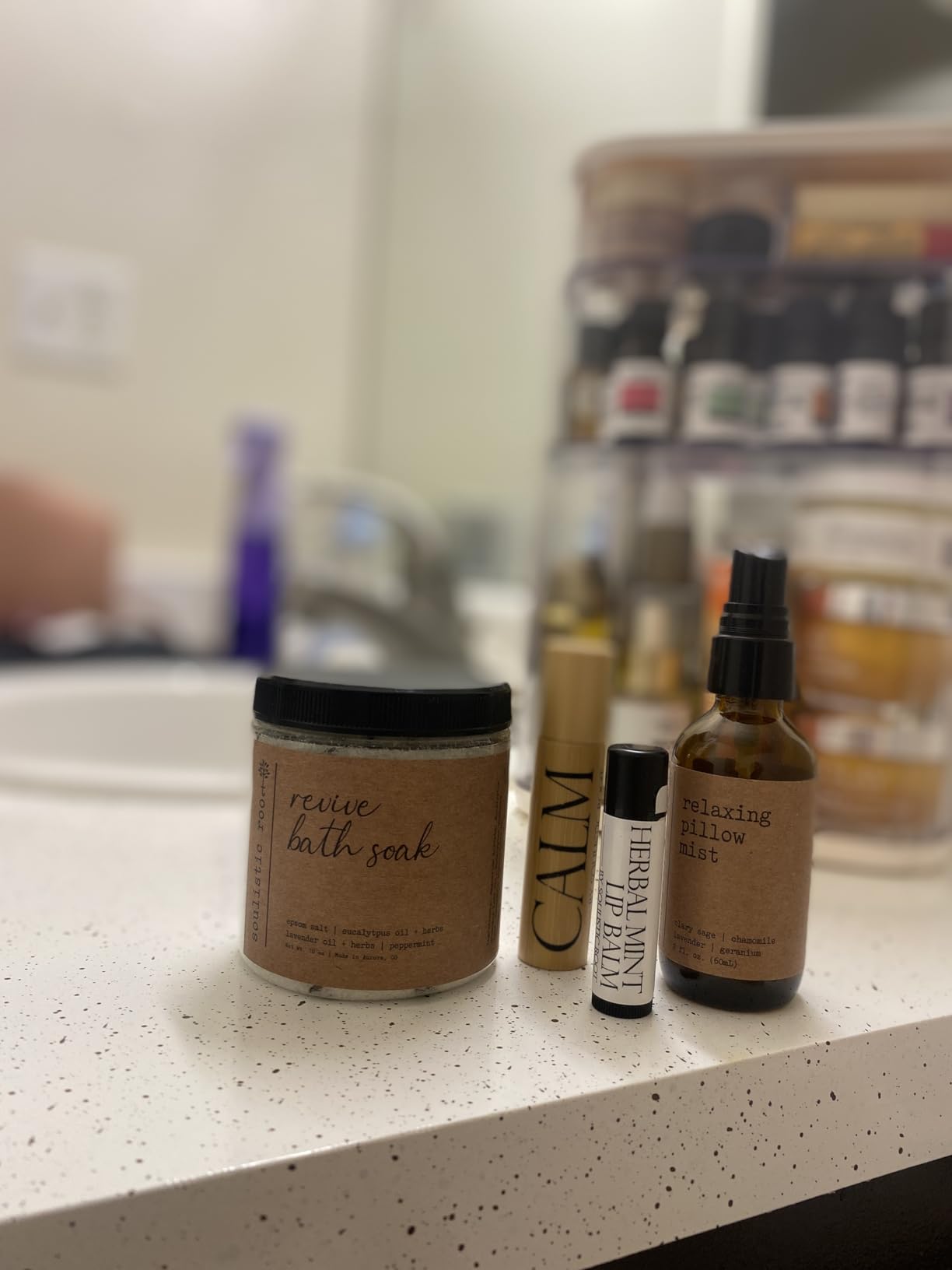 SOULISTIC ROOT Self-Care Set - Luxury Spa Bath Kit, Pillow Mist, Cooling Lip Balm, Tranquil Essential Oil Roller & Epsom Salt Bath Soak customer photo 1