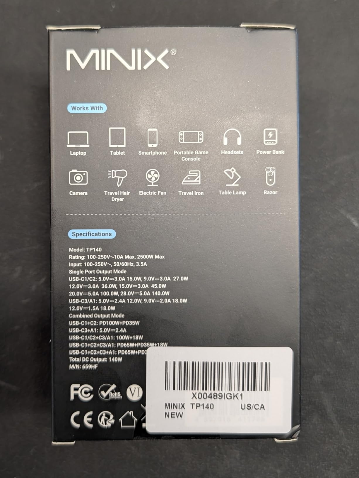 MINIX 140W Universal Travel Adapter, GaN III International Power Adapter, 3 USB-C 1 USB-A Ports, AC Outlet, Worldwide US/UK/EU/AU Travel Charger for Cameras Laptops Tablets Phones and More customer photo 2