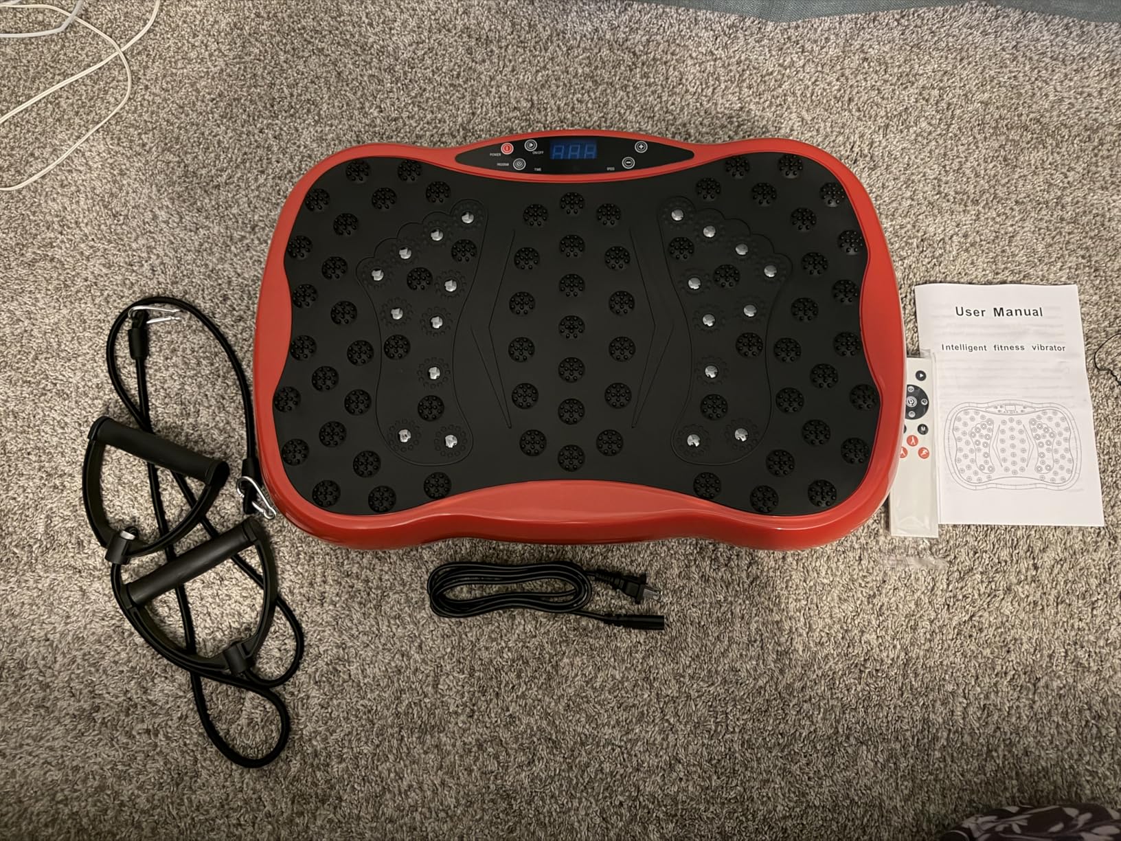 Vibration Plate Exercise Machine, Health & Fitness Full Body Vibration Platform, Portable Vibration Plate Platform for Weight Loss Home Fitness, Lymphatic Drainage, w/Resistance Bands+Remote customer photo 2