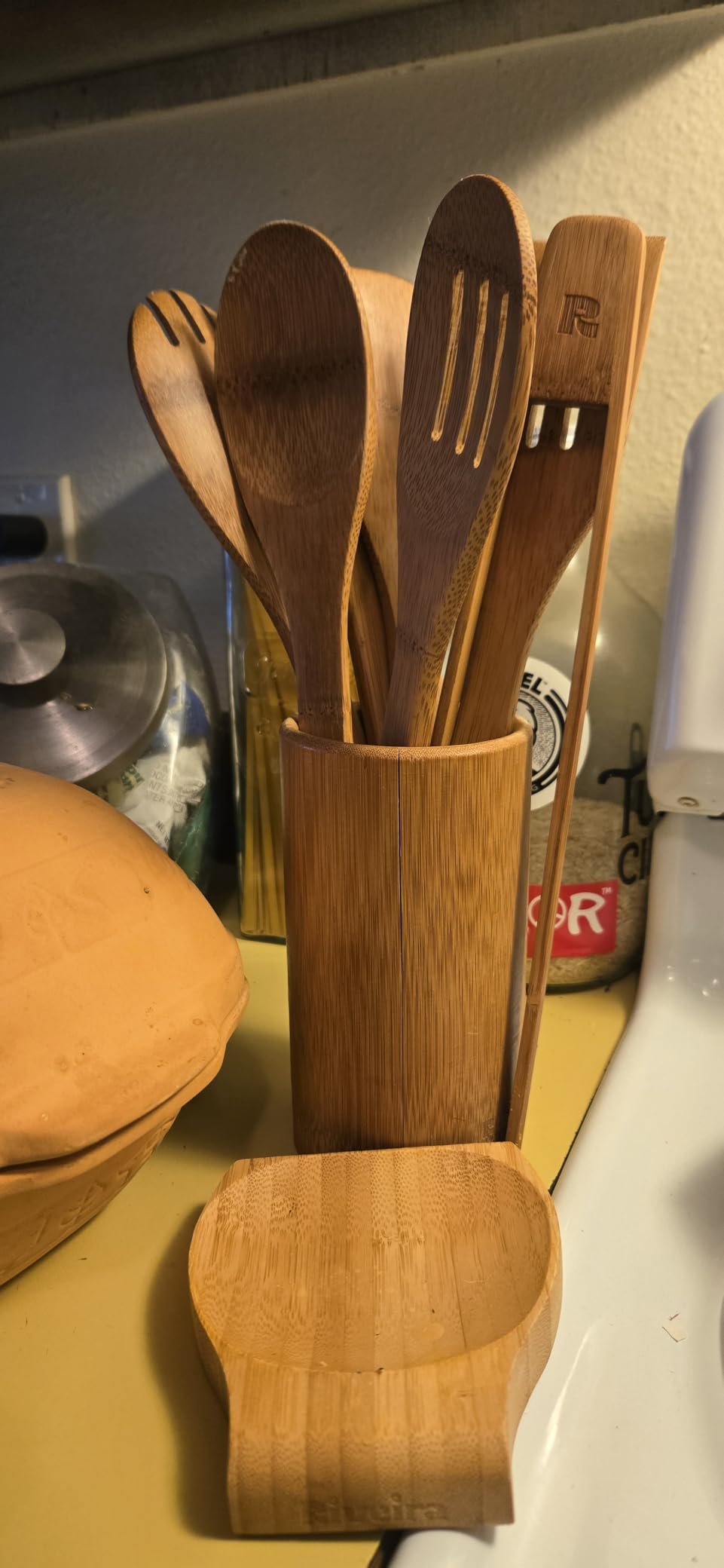 Riveira Bamboo Wooden Spoons for Cooking 3-Piece, Apartment Essentials Wood Spatula Spoon Nonstick Kitchen Utensil Set Premium Quality Housewarming Gifts for Everyday Use customer photo 2