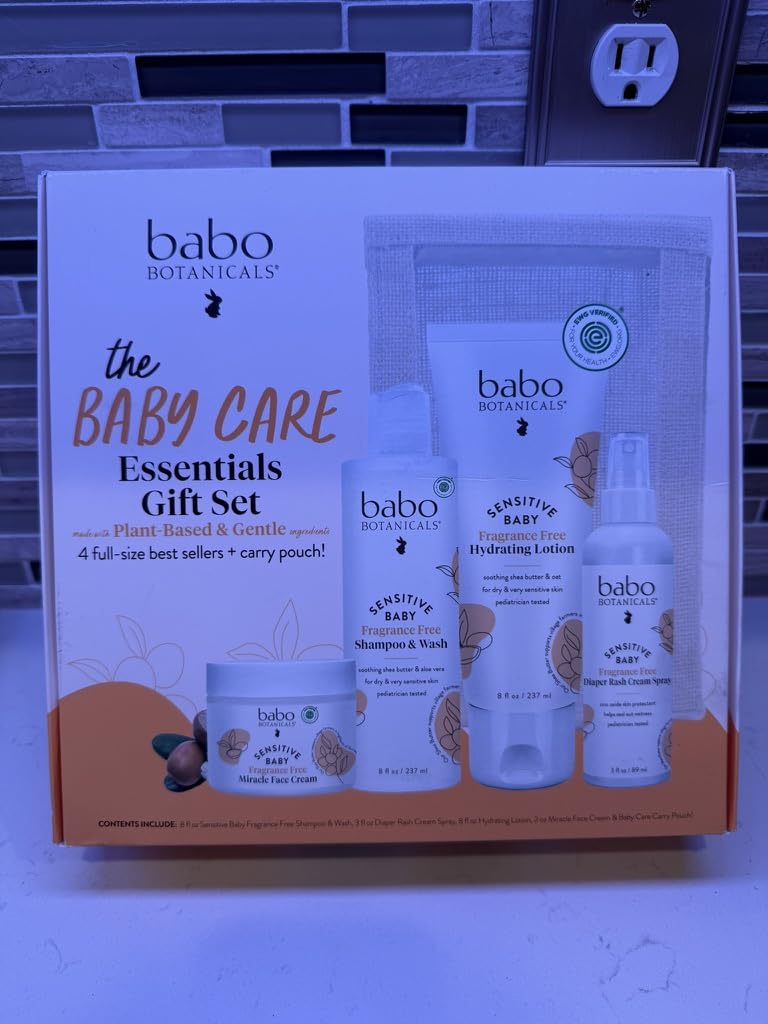 Babo Botanicals Baby Care Essentials Gift Set - Skincare, Bath & Diaper - For Delicate Skin, Fragrance-Free with Shea Butter, Includes Reusable Carry Pouch - Natural & Plant Based - 5 Items Set customer photo 2