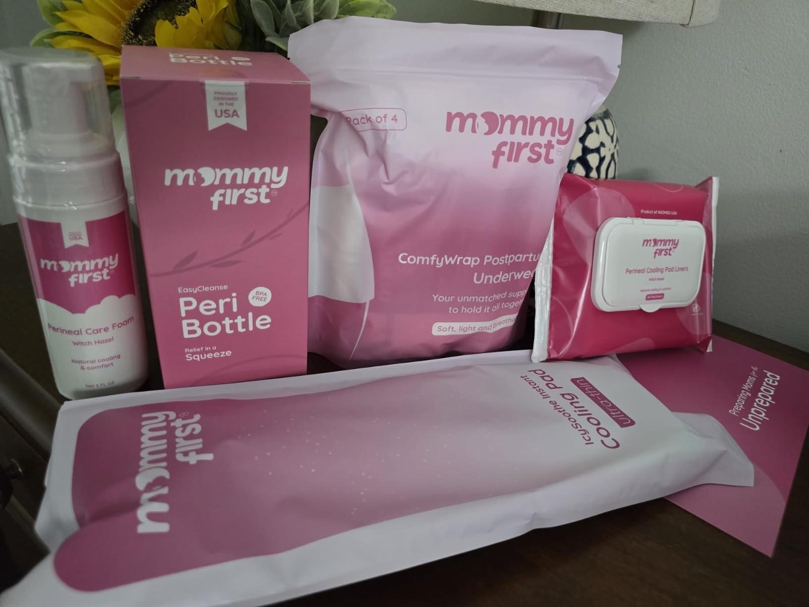 Mommy First® Postpartum Essentials Recovery Kit - Next-Gen Perineal Ice Packs, Alcohol-Free Witch Hazel Healing Foam and Liners, Upside Down Peri Bottle & Postpartum Underwear for Postpartum Recovery customer photo 2