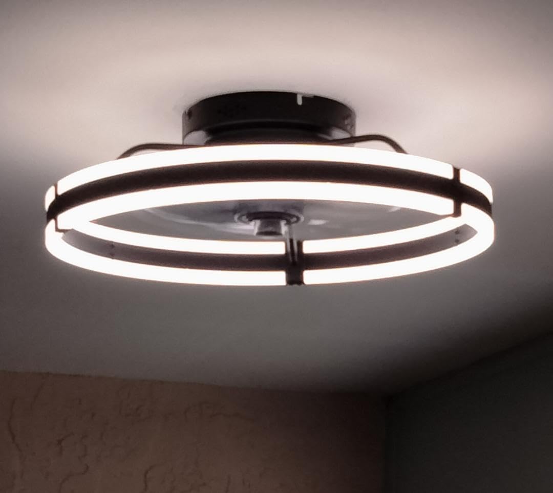 ZMISHIBO Ceiling Fans with Lights and Remote, 19.7'' Low Profile Ceiling Fan, 3000-6000K Dimmable Modern Flush Mount LED Fan Light, 6 Wind Speeds, Black Fandelier Ceiling Fans for Bedroom customer photo 1