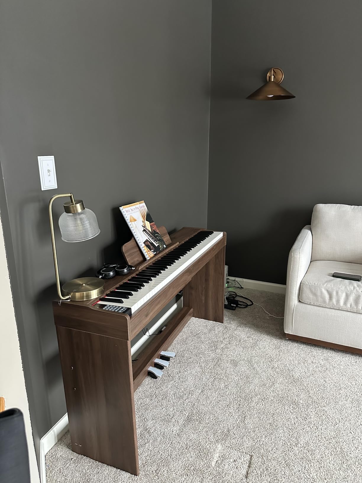 STRICH Digital Piano 88 Keys, Hammer-Action Weighted Keyboard, Full size Electric Piano Keyboard with Furniture Stand, 25Wx2 Speakers, Supports USB-MIDI/Wireless Connect, SDP-300W (Color Walnut Wood) customer photo 1