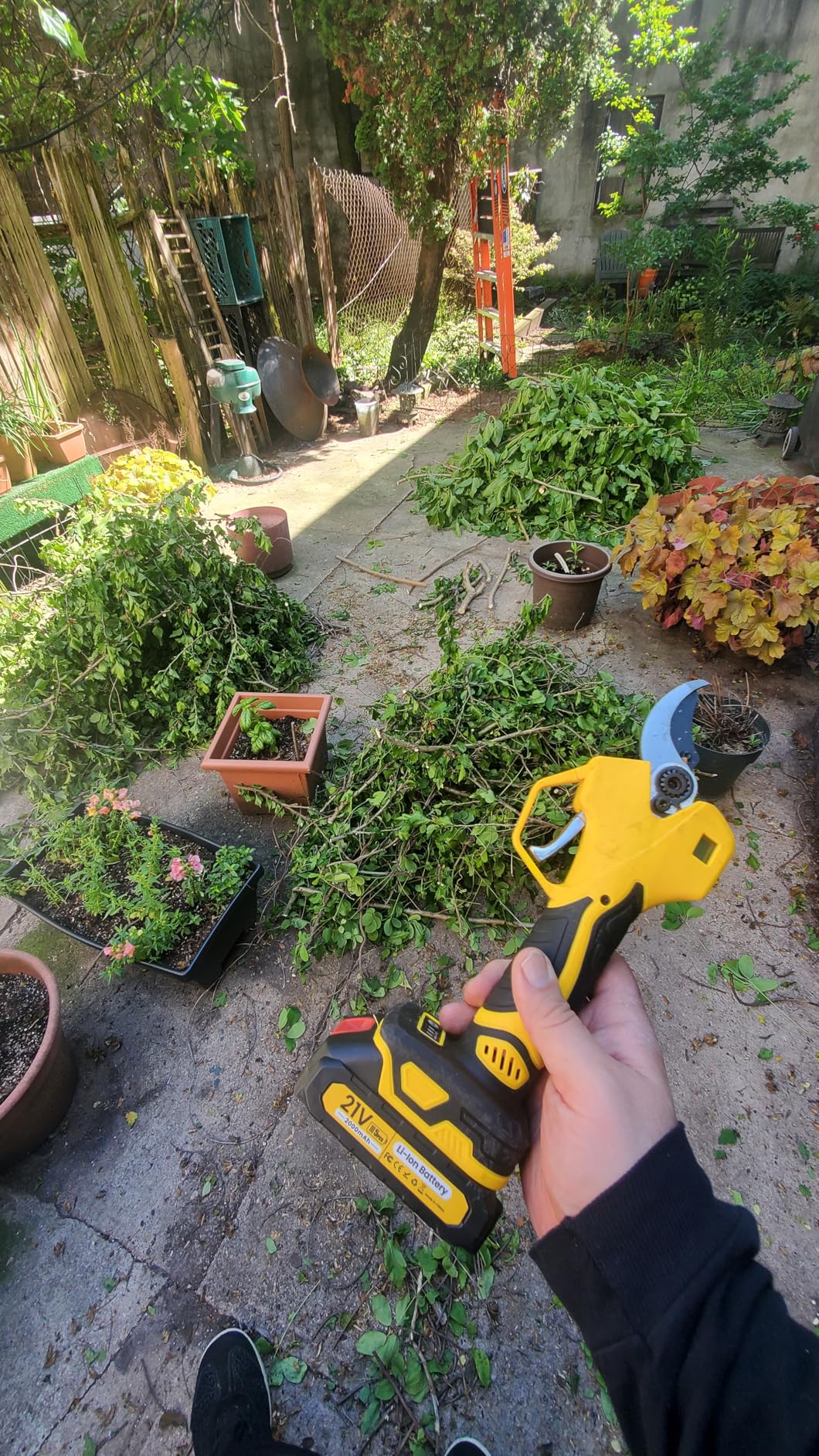 Electric Pruning Shears Cordless with 8FT Pole, Max Cutting Diameter 2.7 inch, 21V 2 * 2Ah, 1000w Brushless Motor, Working time 6-10 h, Electric Pruning Shears Suitable for Gardens, Orchards, Farms customer photo 1