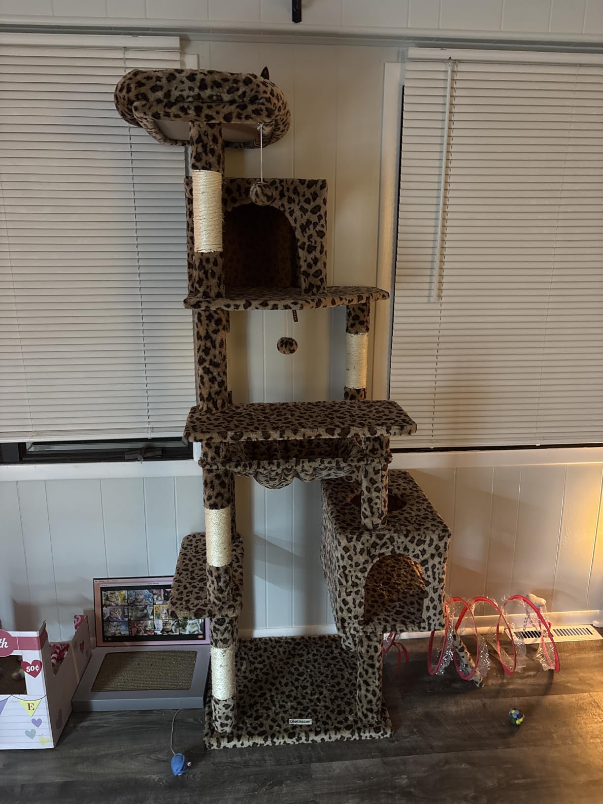 Globlazer Heavy Duty Cat Tree, 70 inch Sturdy Cat Tree for Indoor Cats Extra Large Cat Tower with Scratching Post, Hammock, Cat Condo for Adult Cats Kittens, F70 Pro, Light Grey customer photo 2