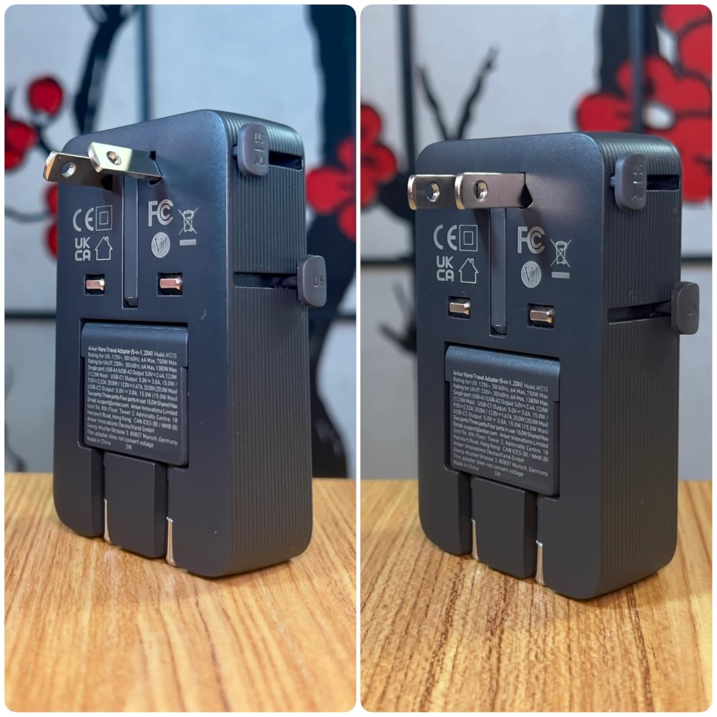 Anker Nano Travel Adapter, 5-Port Power Adapter with 1x 2-Pin AC, 2 USB A, 2 USB C for 20W, Smart Temperature Control, Works in 200+ Countries, Not a Voltage Converter, Travel Essentials (1-Pack) customer photo 1
