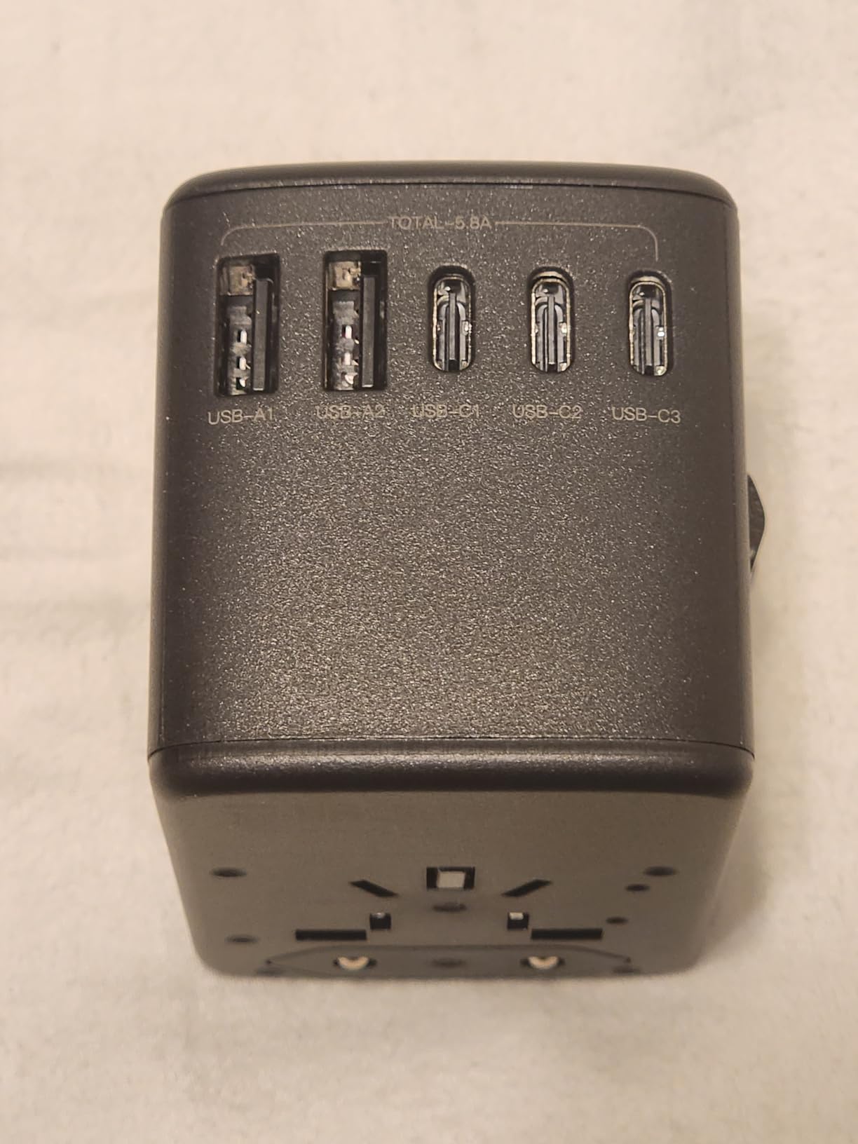 Acer Universal Travel Plug Adapter - International Power Adapter with 5 USB Ports (3 USB C) 5.8A, Worldwide Outlet Charger for USA to European UK France Germany Spain, Type C/E/F/G/I/L/A, Black customer photo 1