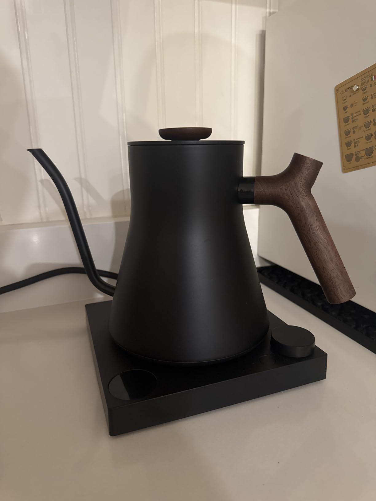 Fellow Stagg EKG Pro Electric Gooseneck Kettle - Pour-Over Coffee and Tea, Quick Heating, Precise Temperature Control, Scheduling, Built-in Brew Timer, Matte White with Maple Wood Handle, 0.9 Liter customer photo 1