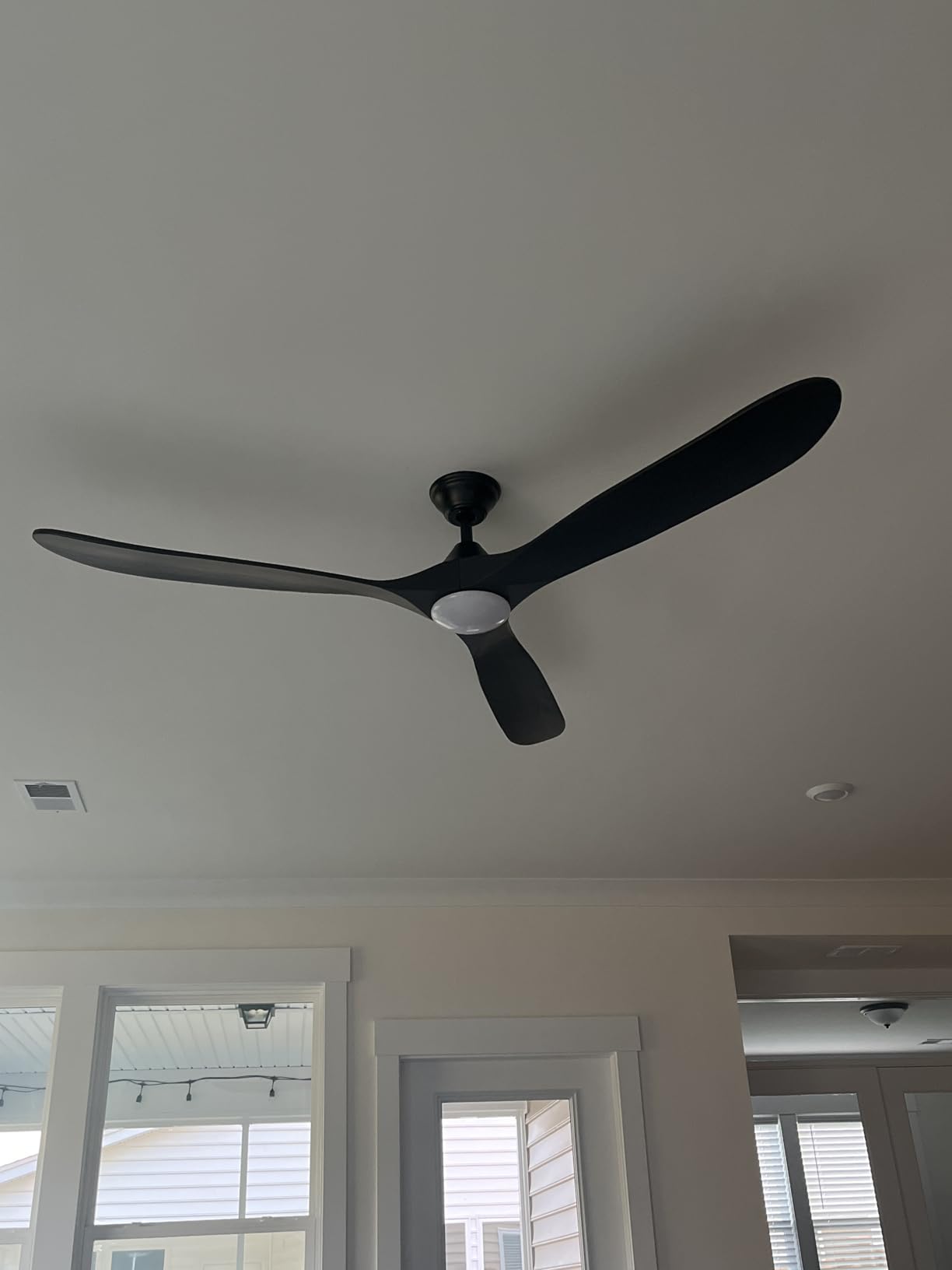 52 Inch Smart Ceiling Fan with Lights, Outdoor Ceiling Fans for Patios Damp Rated, 3 Blades Propeller Walnut Wood Farmhouse Ceiling Fan, Large Airflow DC Ceiling Fan with Remote/ APP/ Alexa Control customer photo 1