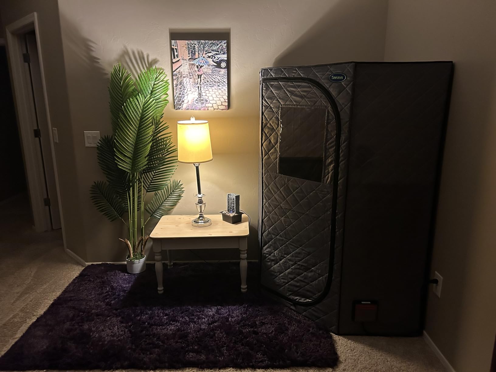 Portable Full Size Infrared Sauna for Home, Pentagonal Size Far Infrared Sauna, One Person Sauna Tent with Heating Foot Pad, Portable Chair, (L38 x W38 x H63, Grey) customer photo 1