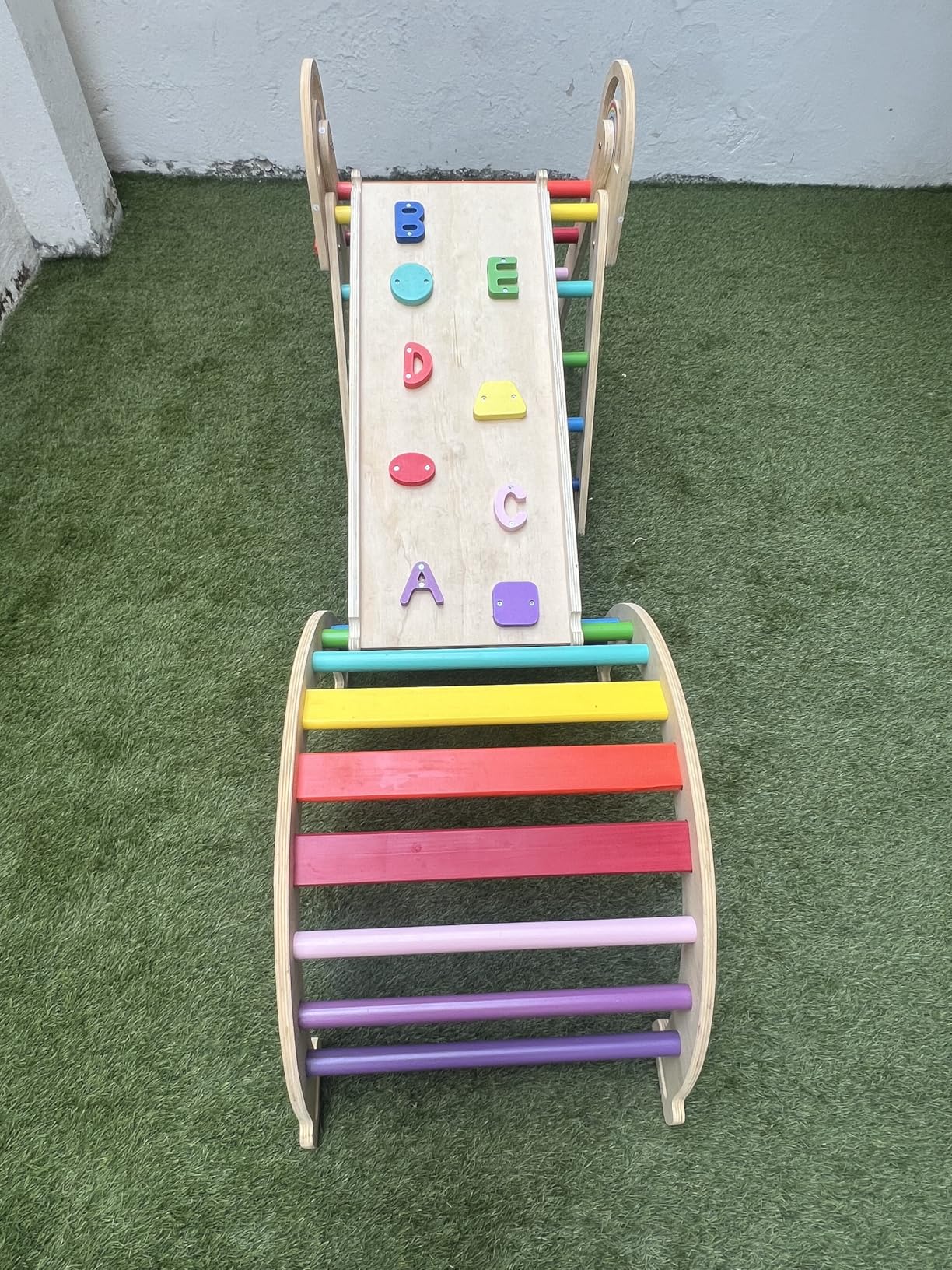 Pikler Triangle Set, 11-in-1 Montessori Climbing Toy for Toddlers, Foldable Wooden Indoor Jungle Gym & Playground Climber for Learning and Motor Skills (18 Months-7 Years) customer photo 2